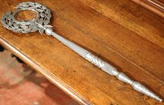 19th Century French Pewter Magnifying Glass with Laurel Leaf Decor