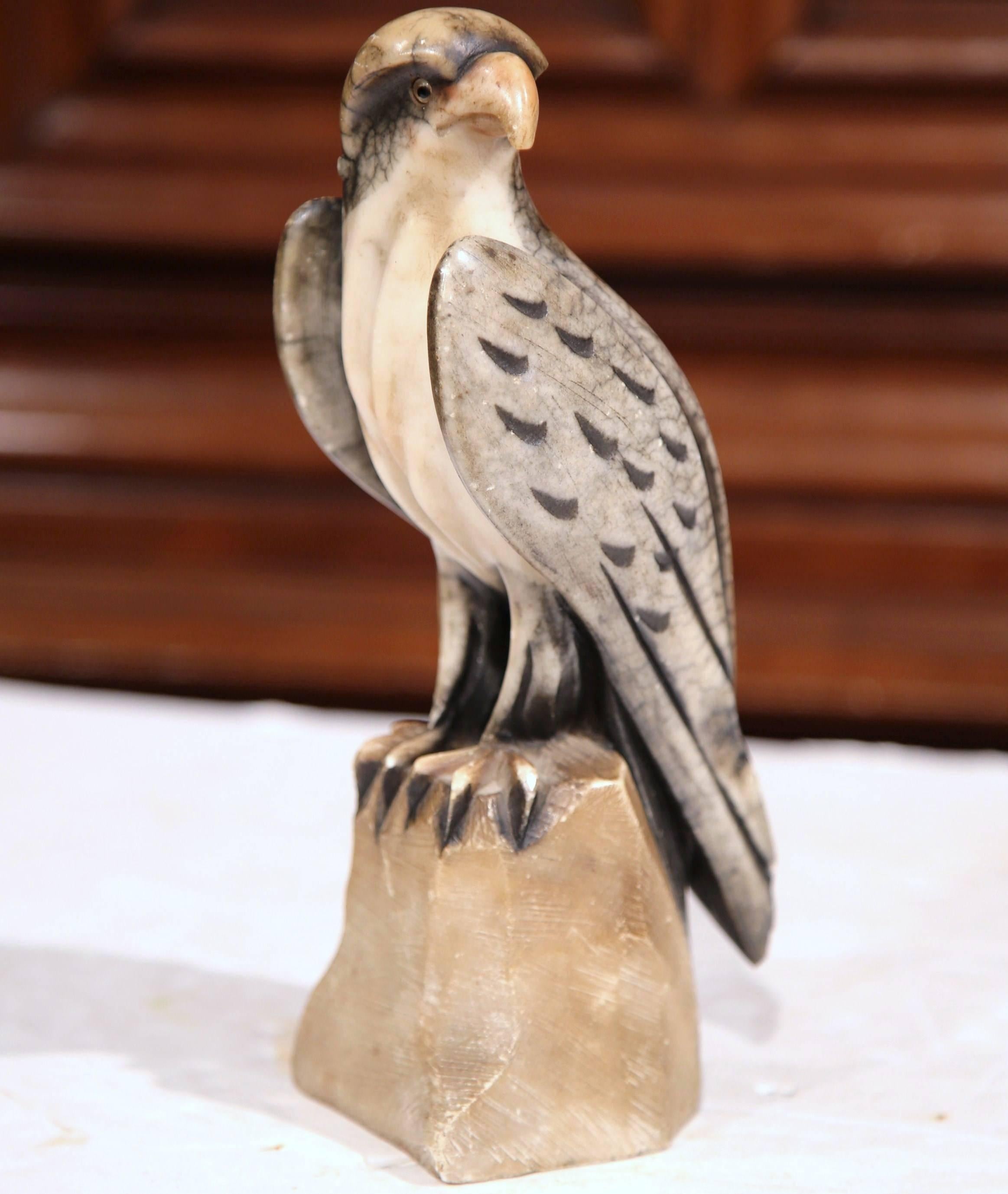 19th Century French Carved Grey and White Marble Eagle 2