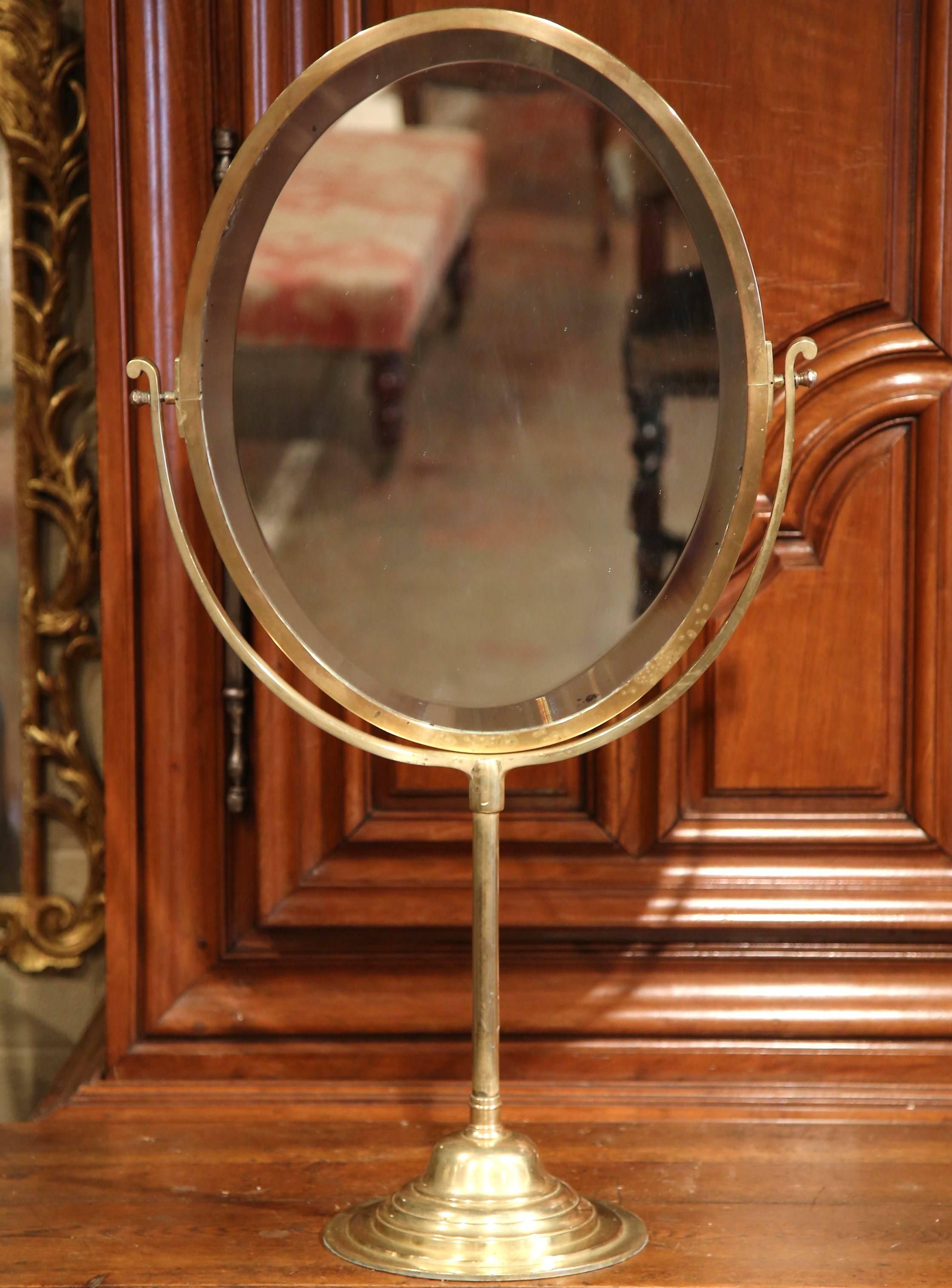 19th Century, French Bronze Vanity Tilt Mirror with Double-Sided Beveled Glass 1