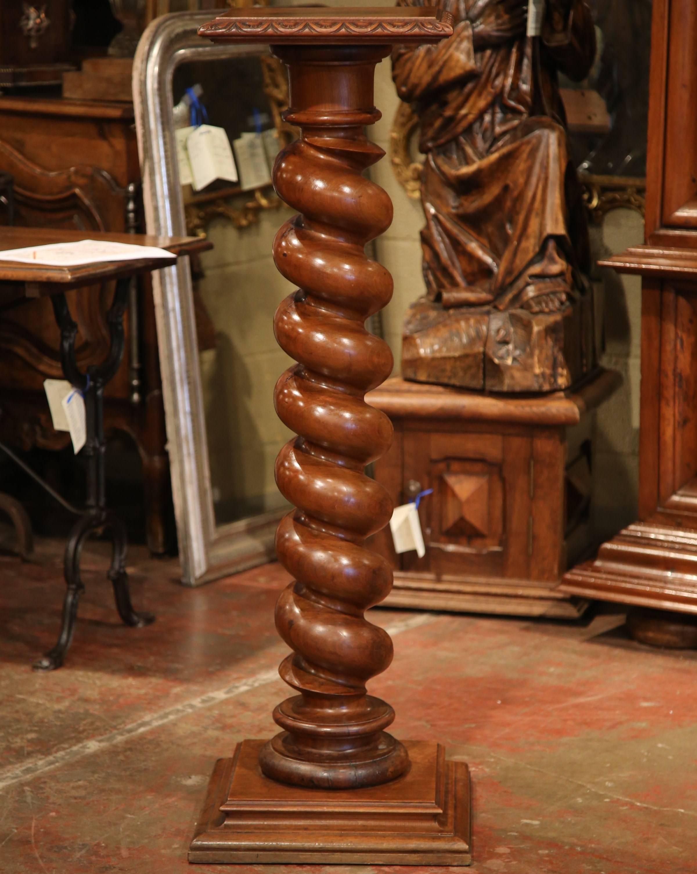 19th Century French Carved Walnut Barley Twist Pedestal from the Perigord 1