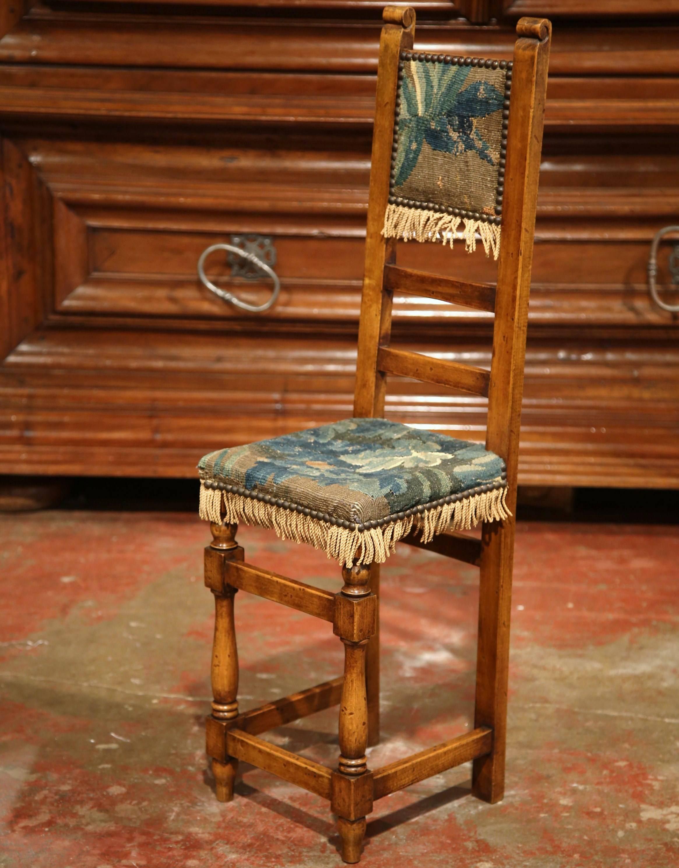 18th Century French Carved Walnut Child Chair with Aubusson Tapestry 1