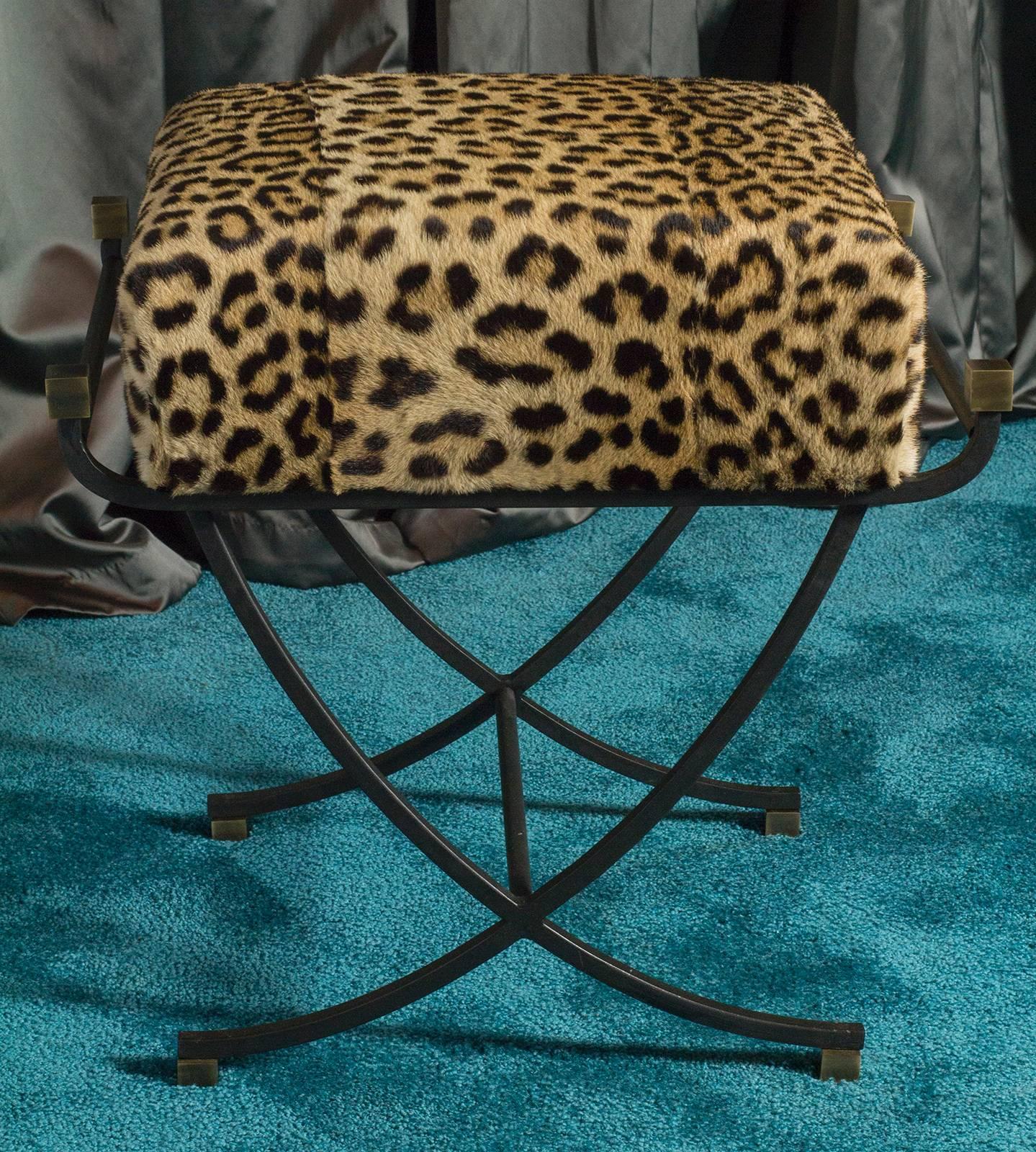 Brass 1960s Pair of Leopard Stools