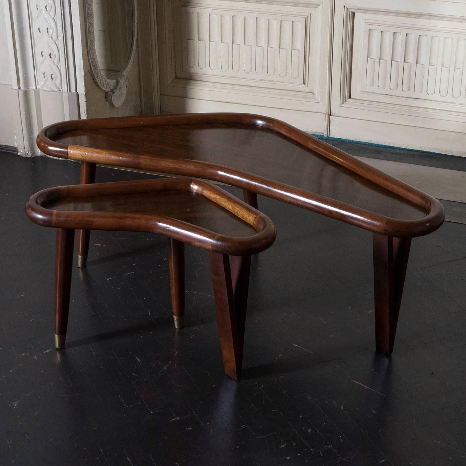 Italian Set of Two Rosewood Side Tables, 1950s