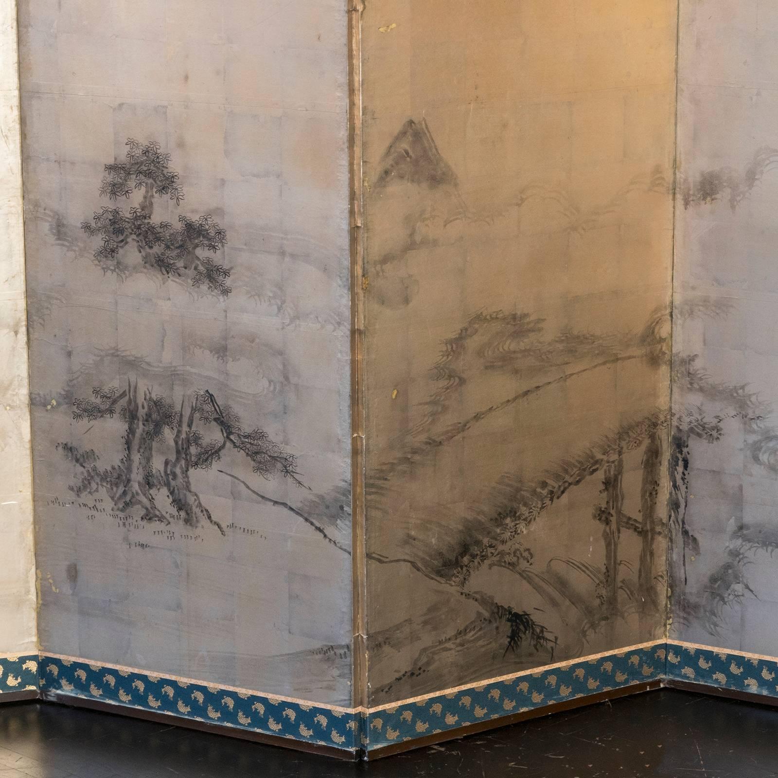 20th Century Japanese Six-Panels Gold Leaf Screen (Japonismus)