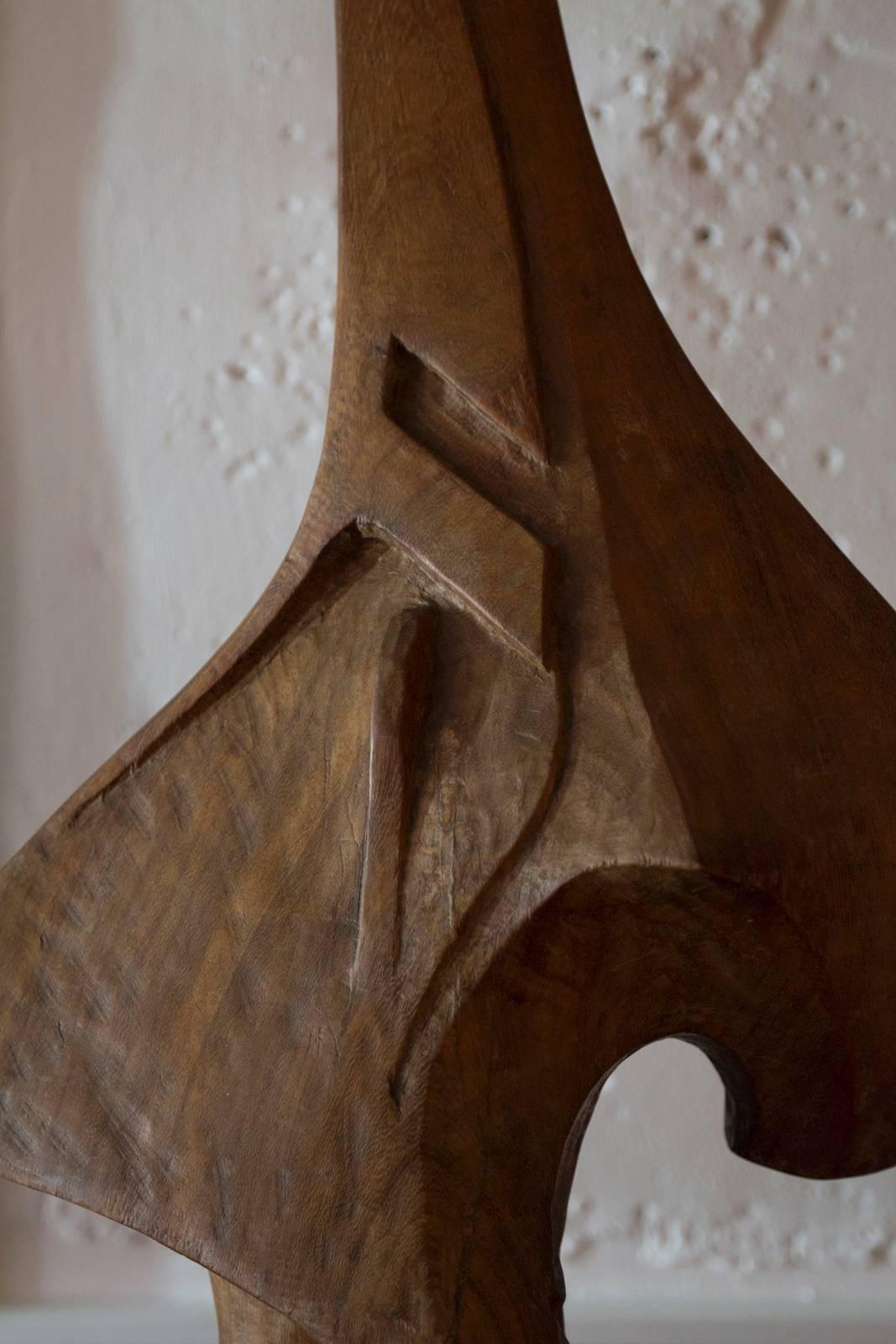 Mid-20th Century 1960s Abstract Wood Sculpture 