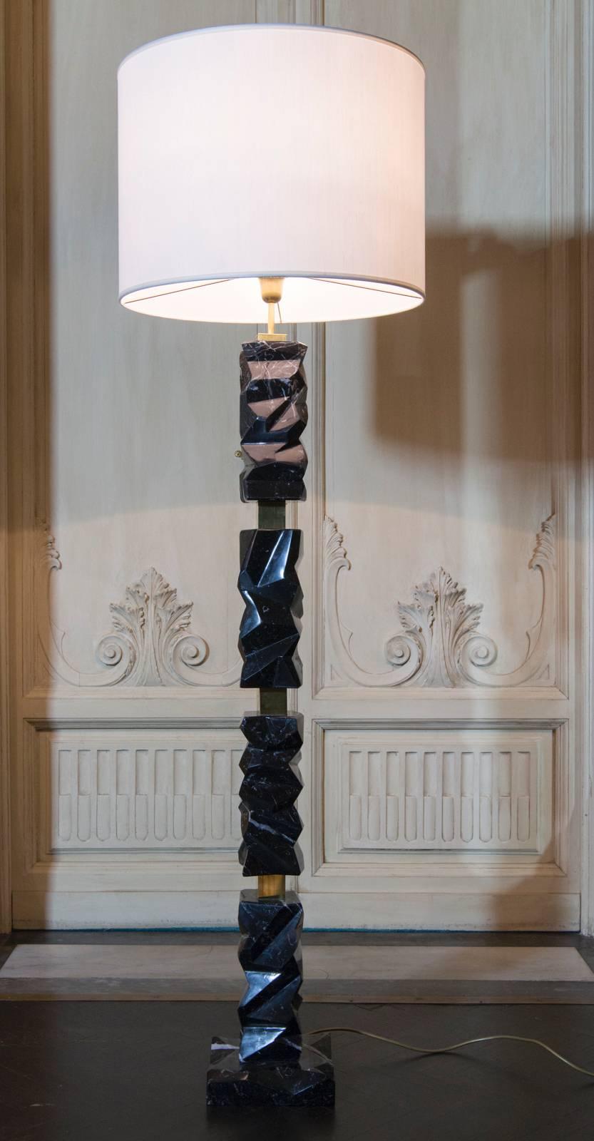 Brass Flair Edition Marble Floor Lamp