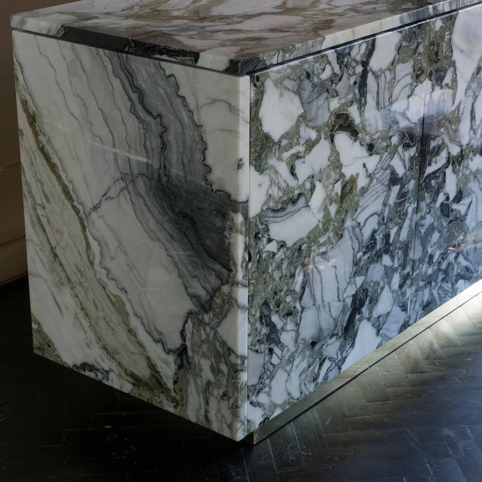 Brass Flair Edition One of a Kind Ice Connect Marble Sideboard