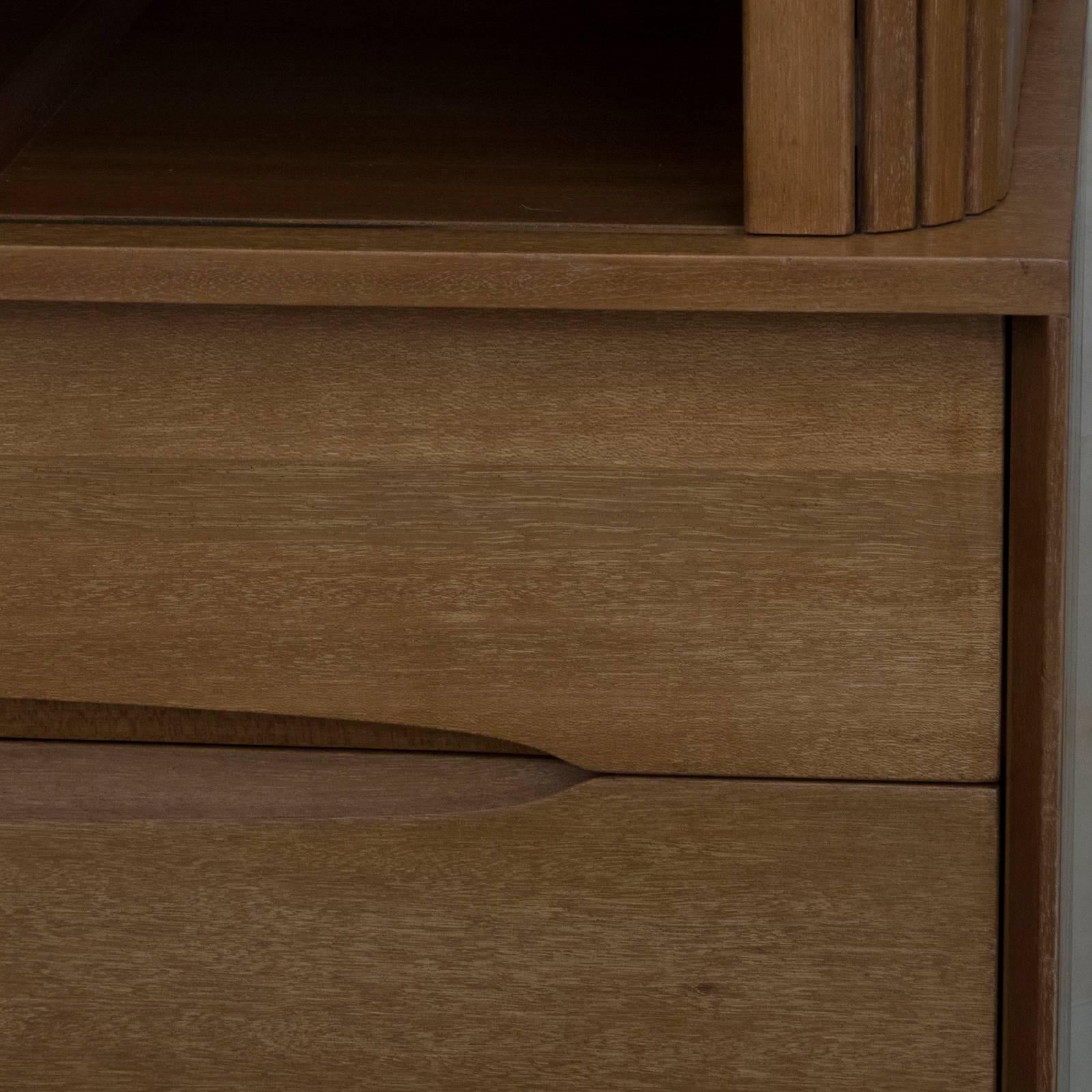 1950s Mahogany Tall Dresser with Tambour Doors by Brown Saltman 2