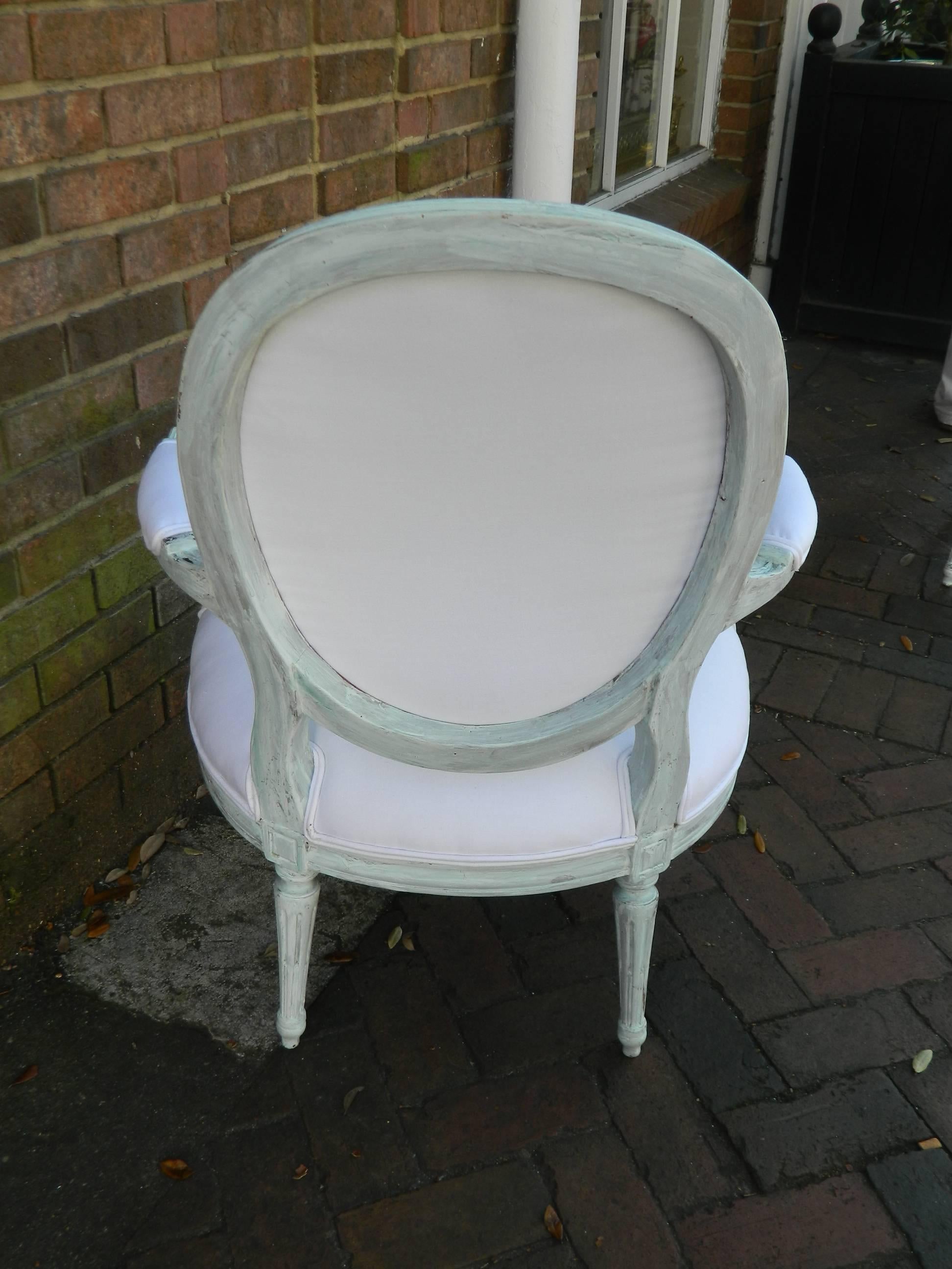 Pair of Louis XVI Style Painted Open Armchairs, Early 20th Century 2