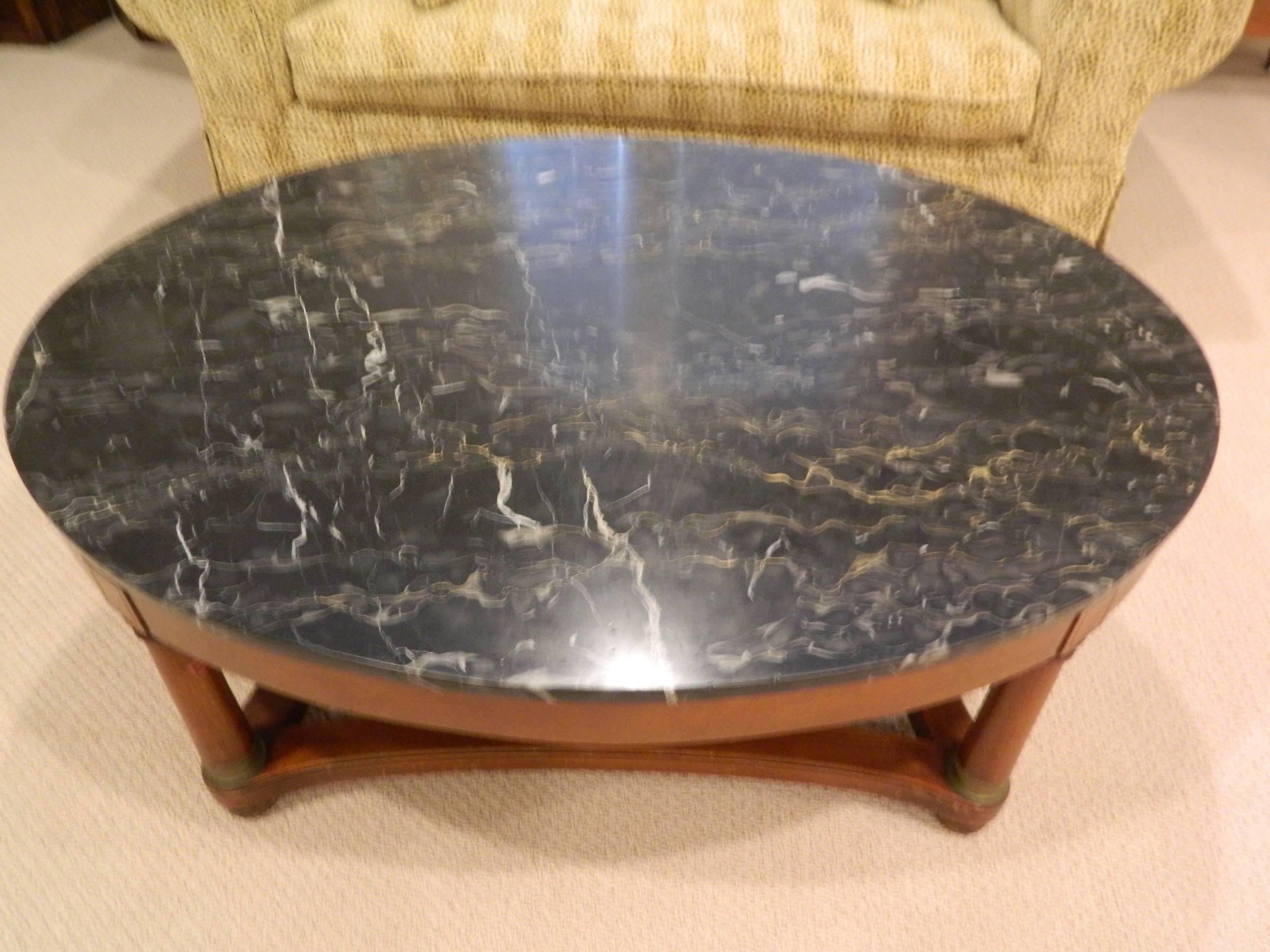 Empire Style Coffee Table with a Marble Top, Late 19th Century In Excellent Condition In Savannah, GA