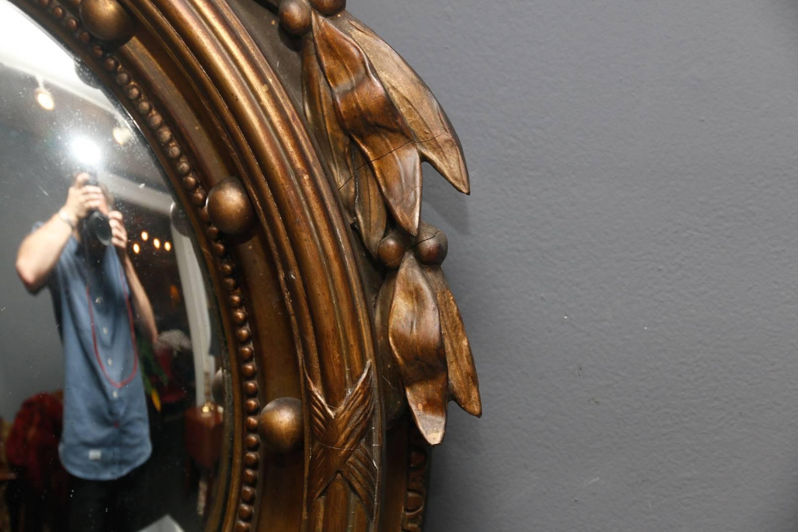 Federal Style Giltwood and Gesso Convex Mirror, 19th Century 3