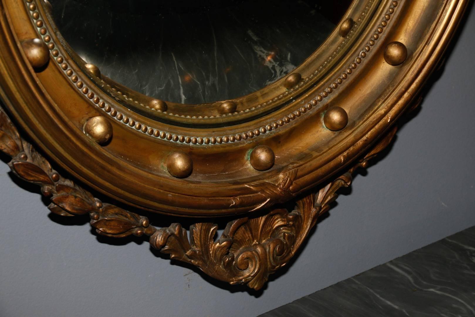 Federal Style Giltwood and Gesso Convex Mirror, 19th Century 4