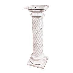 Carrara Marble Column Pedestal with Doric Base and Capital, Mid-20th Century