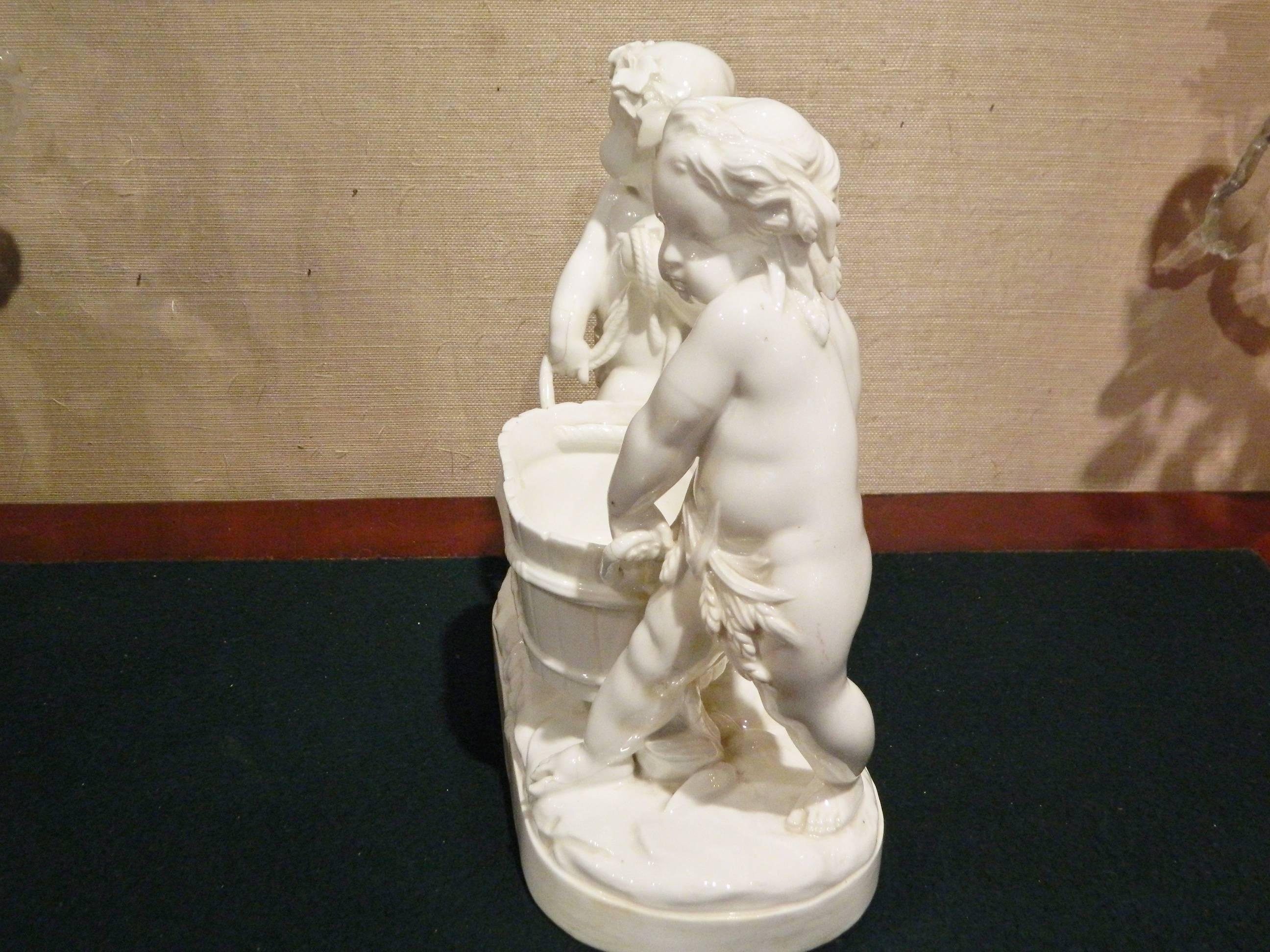 19th Century German Porcelain Figural Jardiniere Depicting Putti, 19th-20th Century
