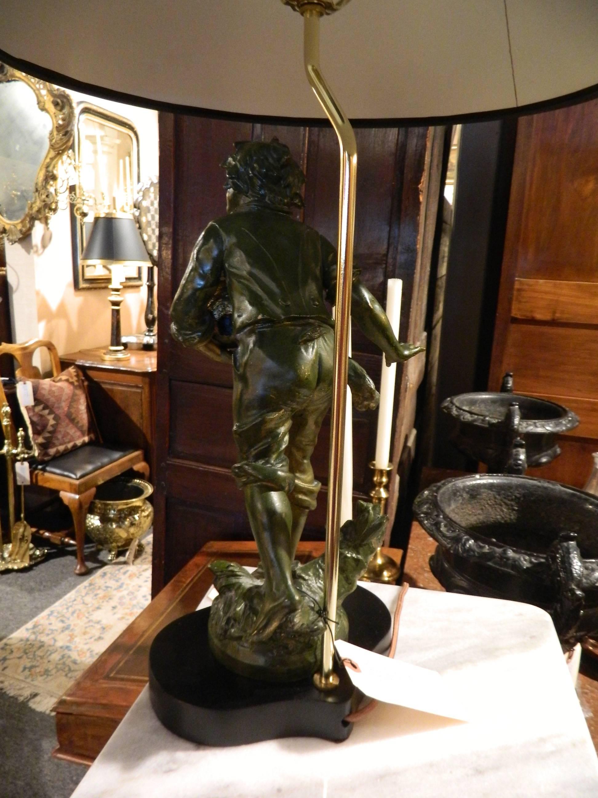 Par Francois Moreau Bronze Figural Adapted as a Lamp, 19th Century 1