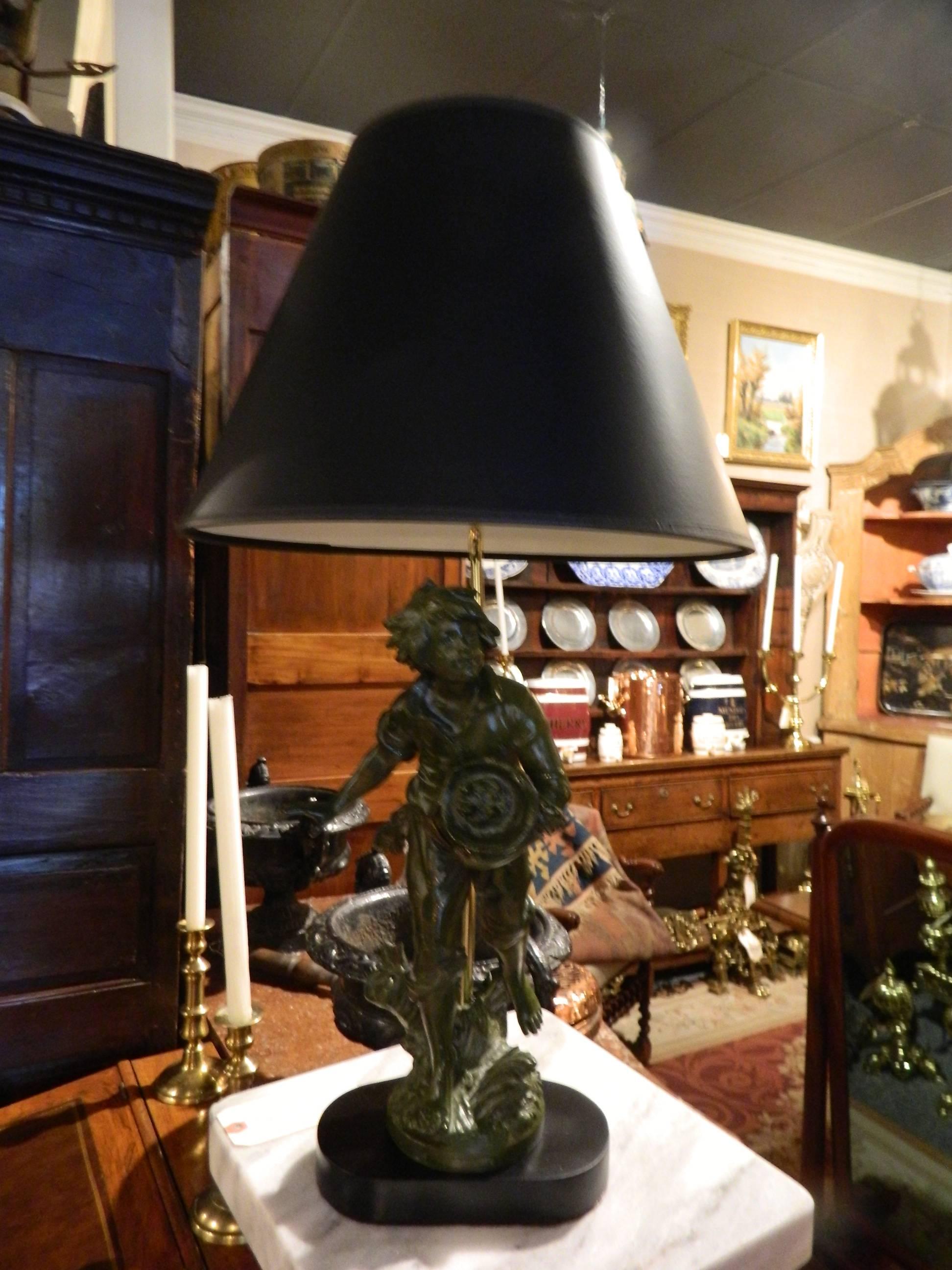 Par Francois Moreau Bronze Figural Adapted as a Lamp, 19th Century 2