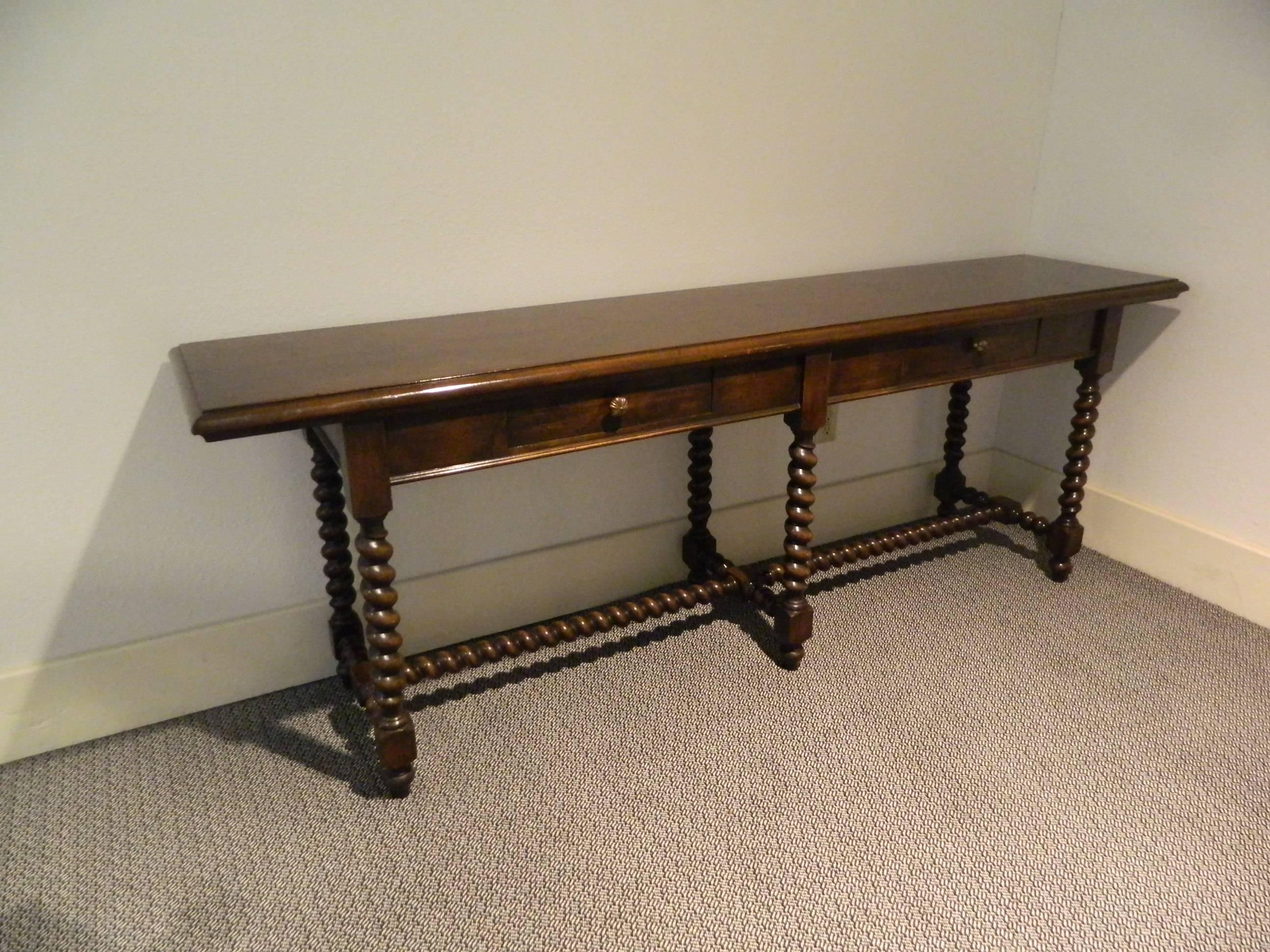 English Walnut Console or Serving Table, 19th Century 1