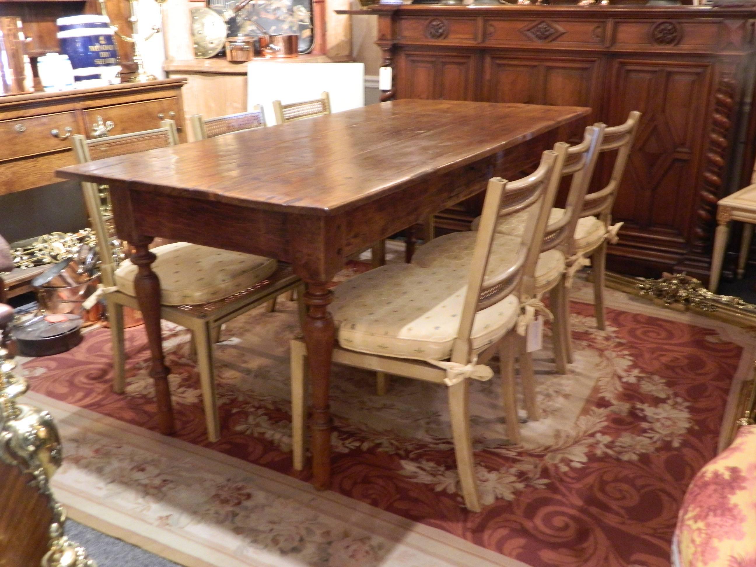 French Provincial Oak and Fruitwood Farm Table, 19th Century 4