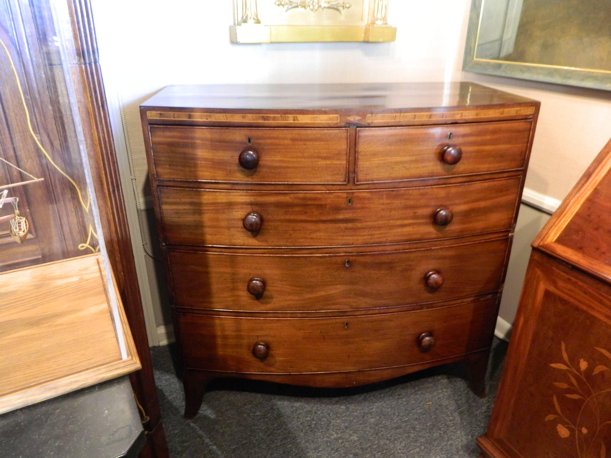 English George III Style Two over Three Chest of Drawers, Early 19th Century In Good Condition In Savannah, GA