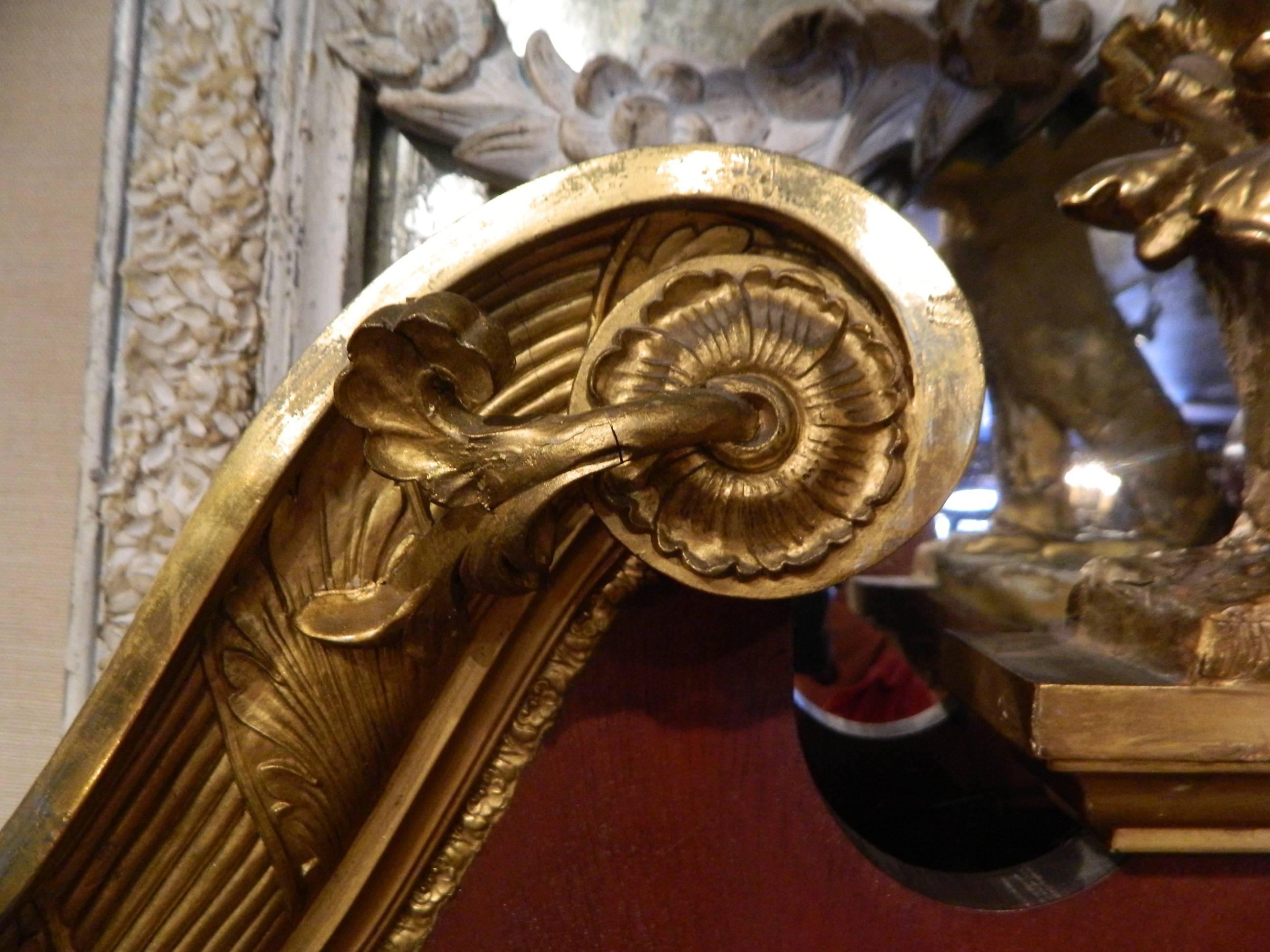 George II Style Mahogany and Gilt Mirror and Phoenix Finial, 19th Century 3