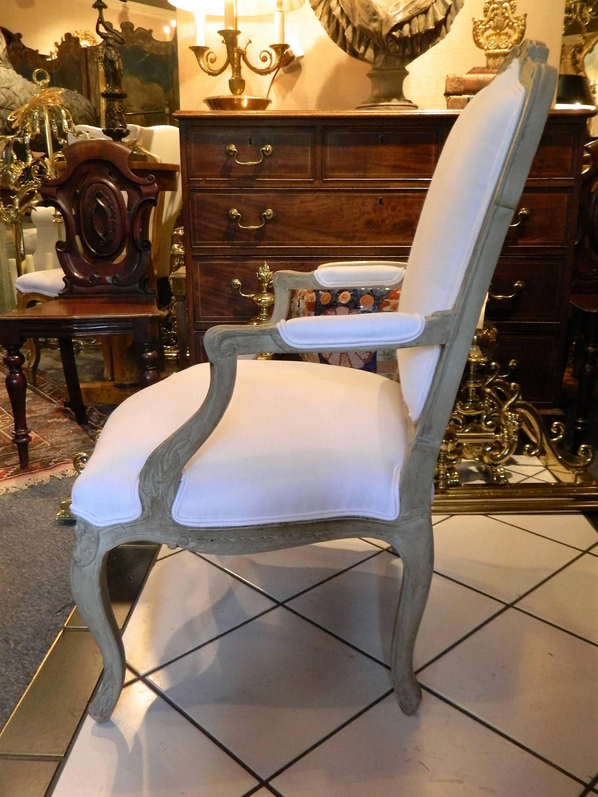 Louis XVI Style Upholstered Open Armchair, Early 20th Century For Sale 2
