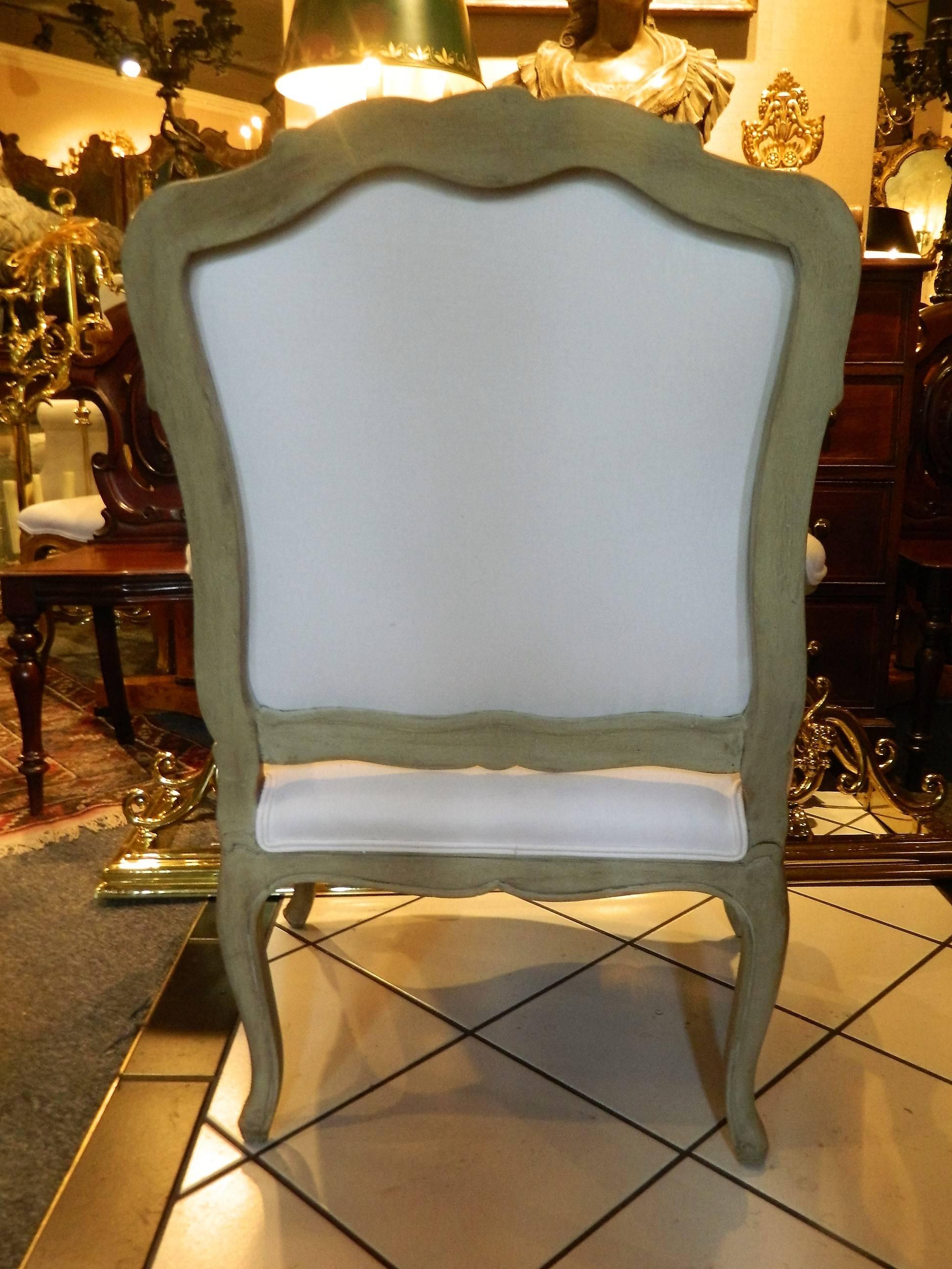 Louis XVI Style Upholstered Open Armchair, Early 20th Century For Sale 4