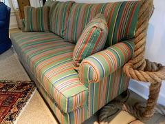 Upholstered Stripe Fabric Loveseat or Sofa, 20th Century