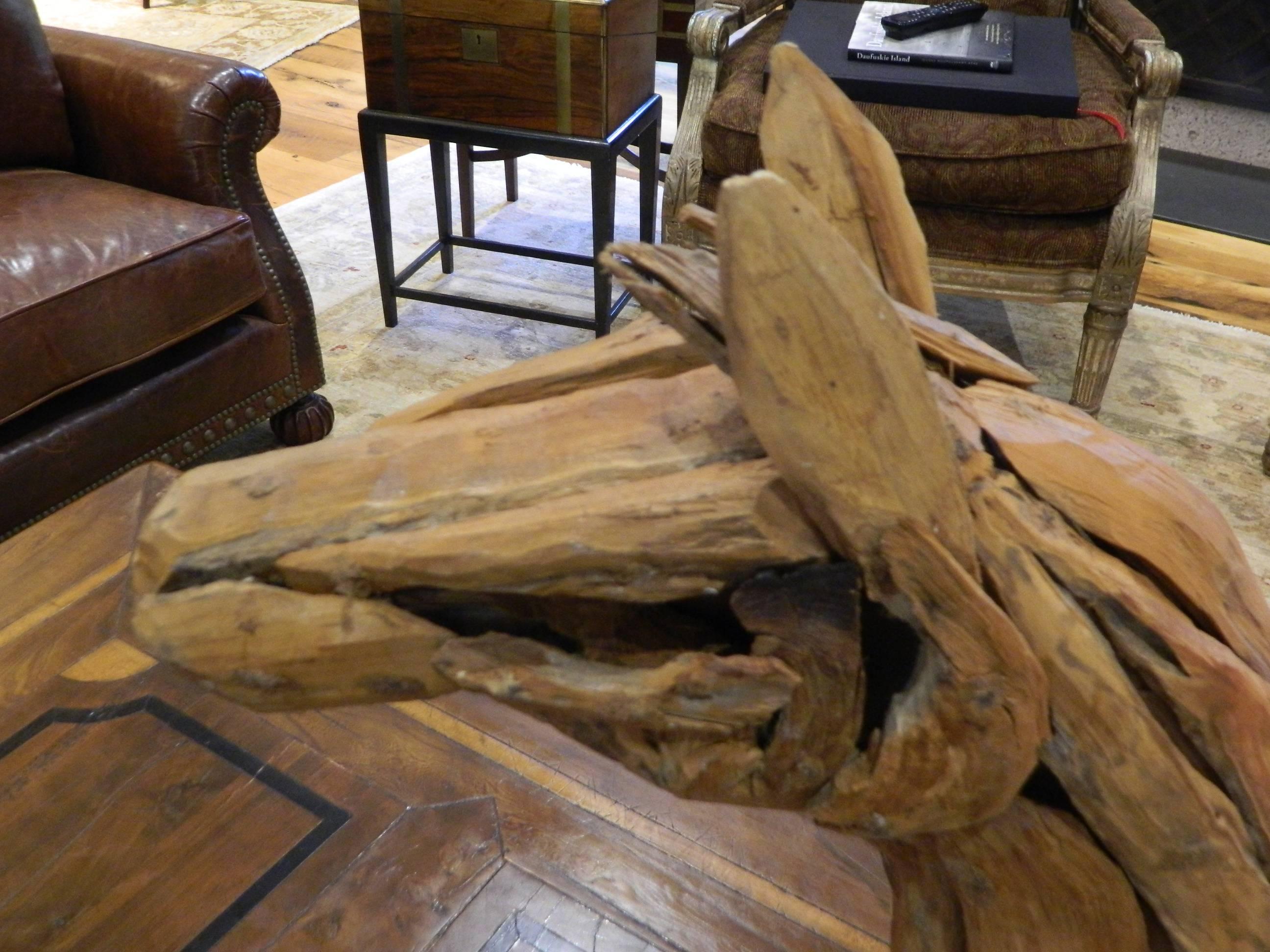 Decorative Driftwood Horse Head Sculpture on an Iron Base, 20th Century In Excellent Condition In Savannah, GA