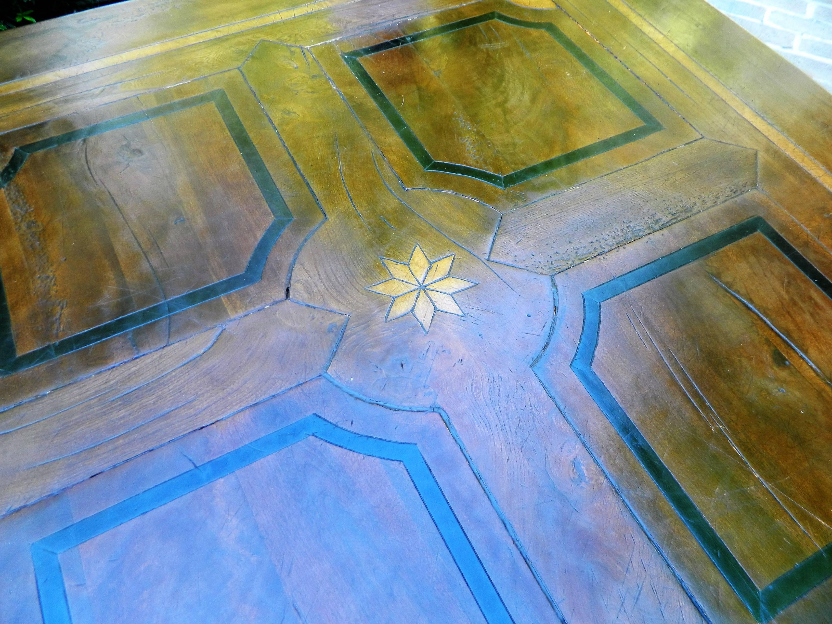 Large Square Coffee Table with Inlay Design, 20th Century 2