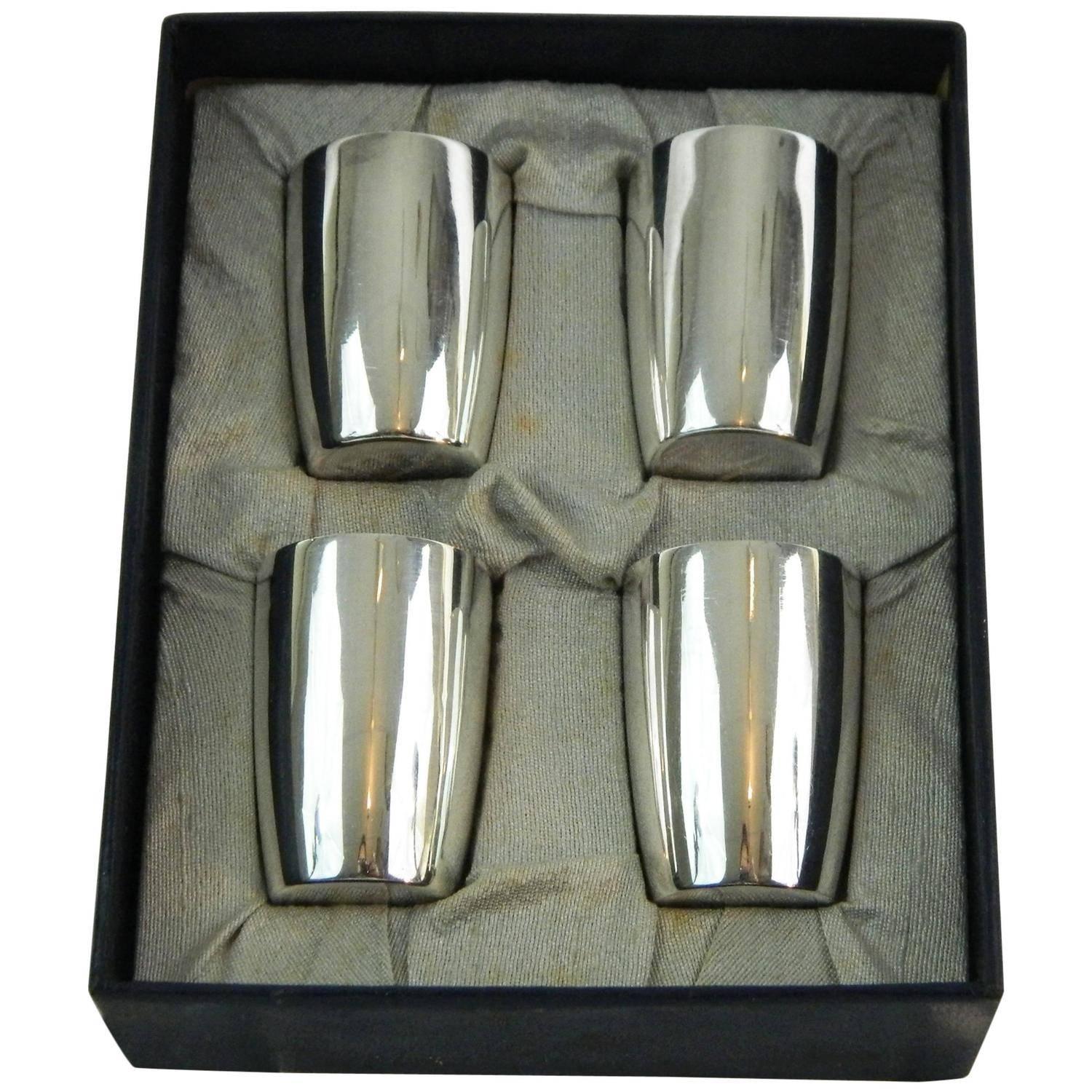 Set of Four Tiffany & Co. Sterling Silver Shot Glasses, Early 20th Century