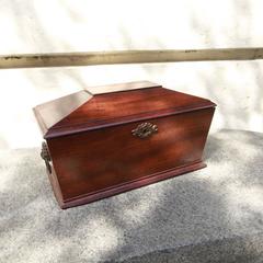 Three Section Mahogany Tea Caddy in a Sarcophagus, 19th Century
