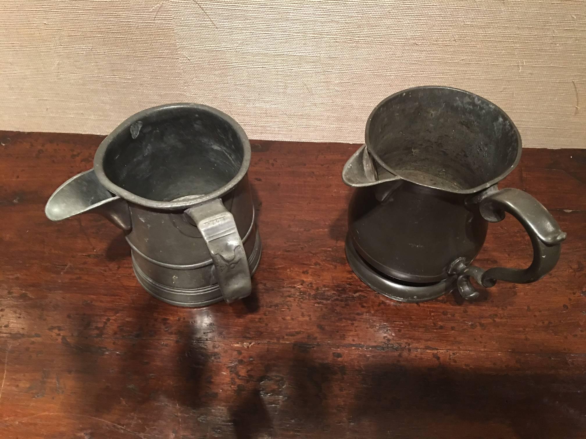 Pair of English Pewter Mugs or Cups, 18th Century 1