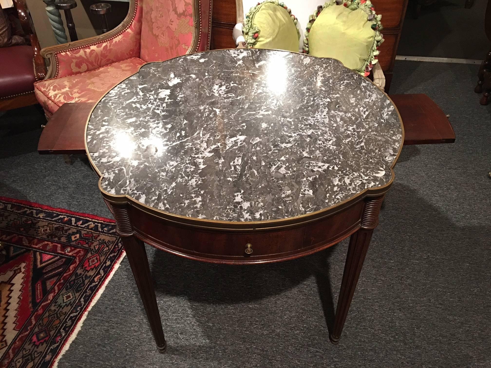 Louis XVI Style Mahogany and Marble Top Bouillotte Table, 19th Century 3