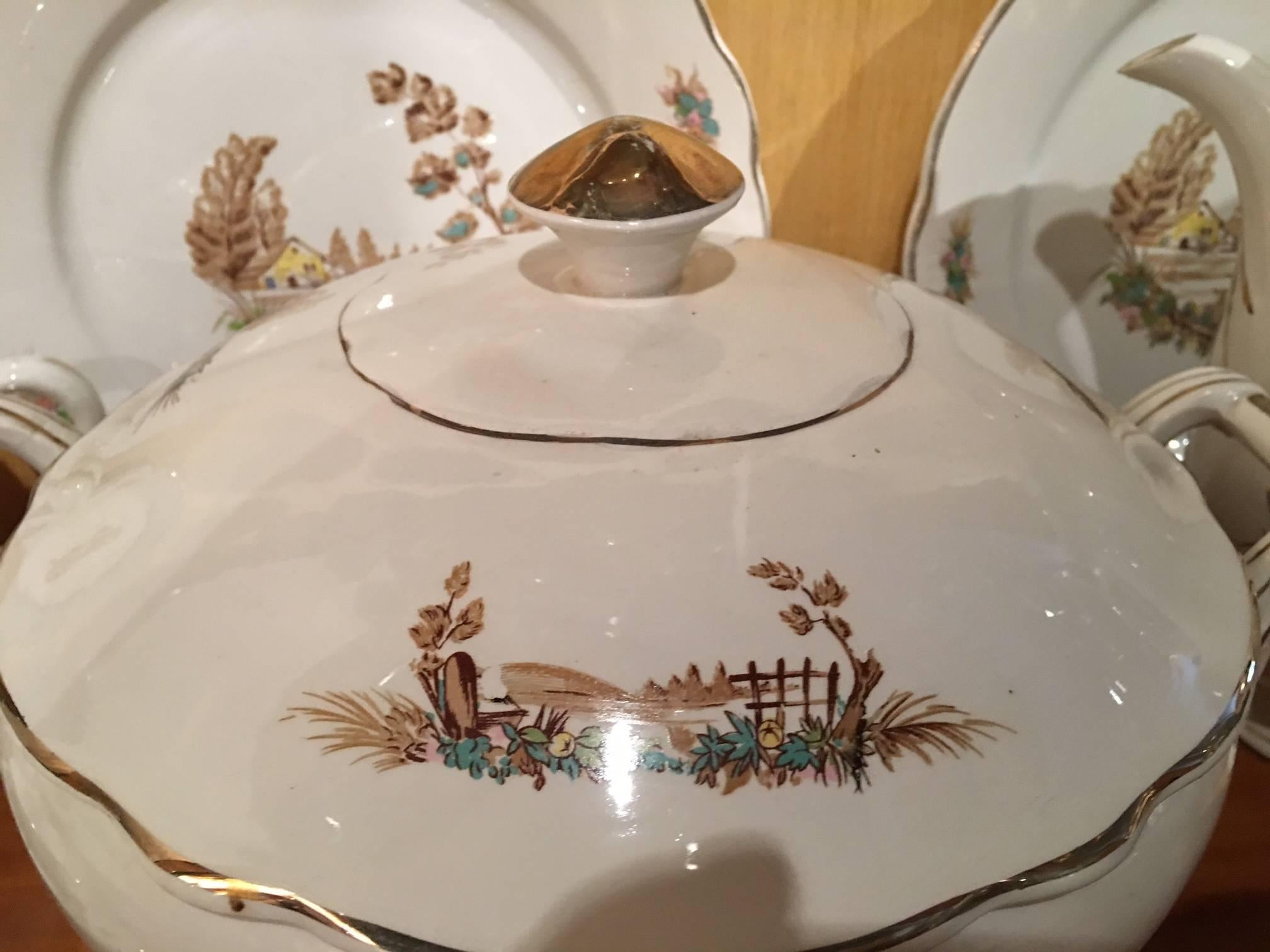 Set of French Dicoin Vieux Marseille China Dishes, Early 20th Century 1