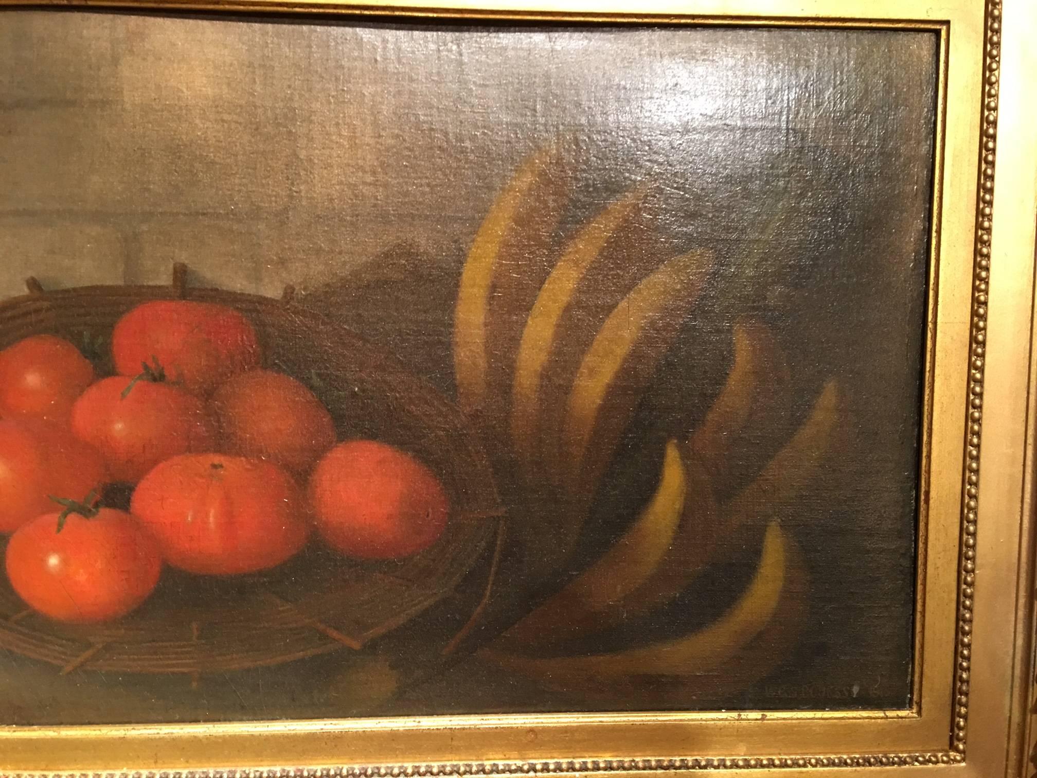 20th Century Framed Oil on Canvas, Still Life with Tomatoes, Signed W.G.S. Boursse