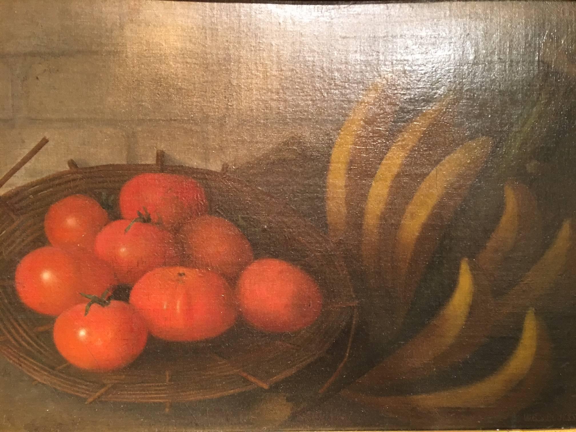 Framed Oil on Canvas, Still Life with Tomatoes, Signed W.G.S. Boursse 2