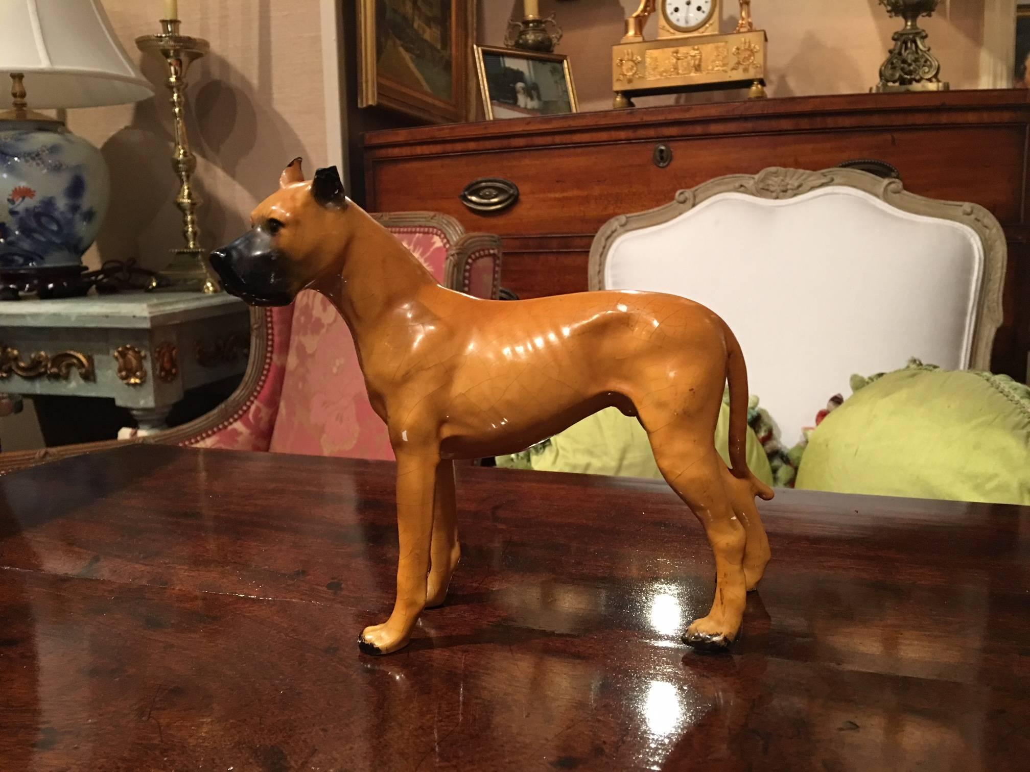 English porcelain of a Great Dane dog, early 20th century.