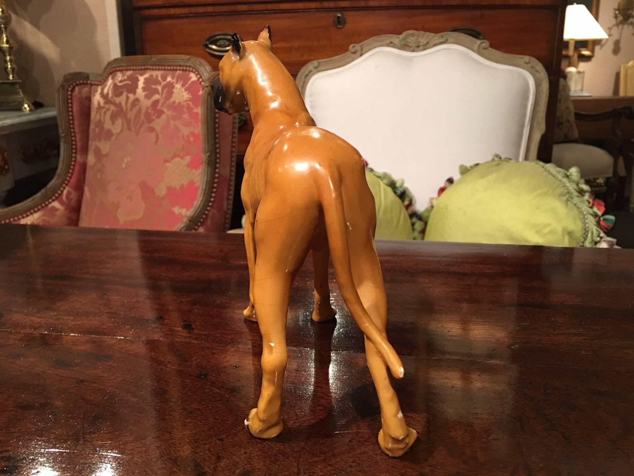 English Porcelain of a Great Dane Dog, Early 20th Century In Good Condition In Savannah, GA