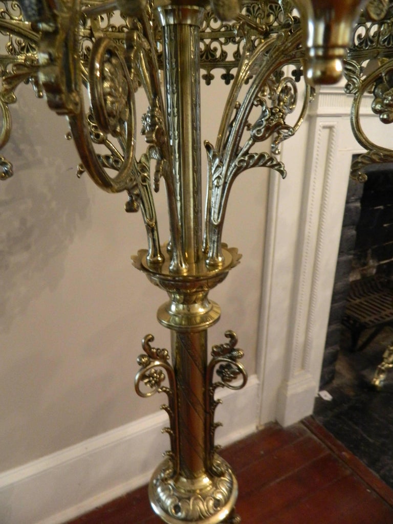 Pair of Large Floor Standing Brass Candelabras, circa 1860 at 1stDibs