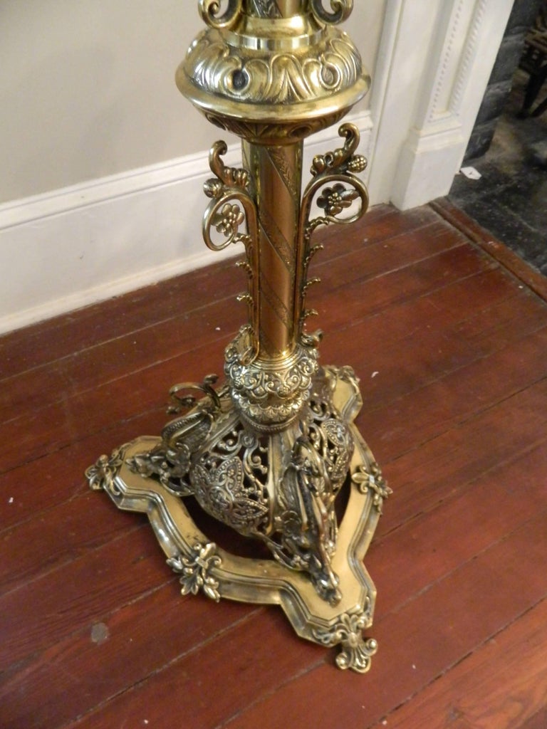 Pair of Large Floor Standing Brass Candelabras, circa 1860 at 1stDibs large floor standing