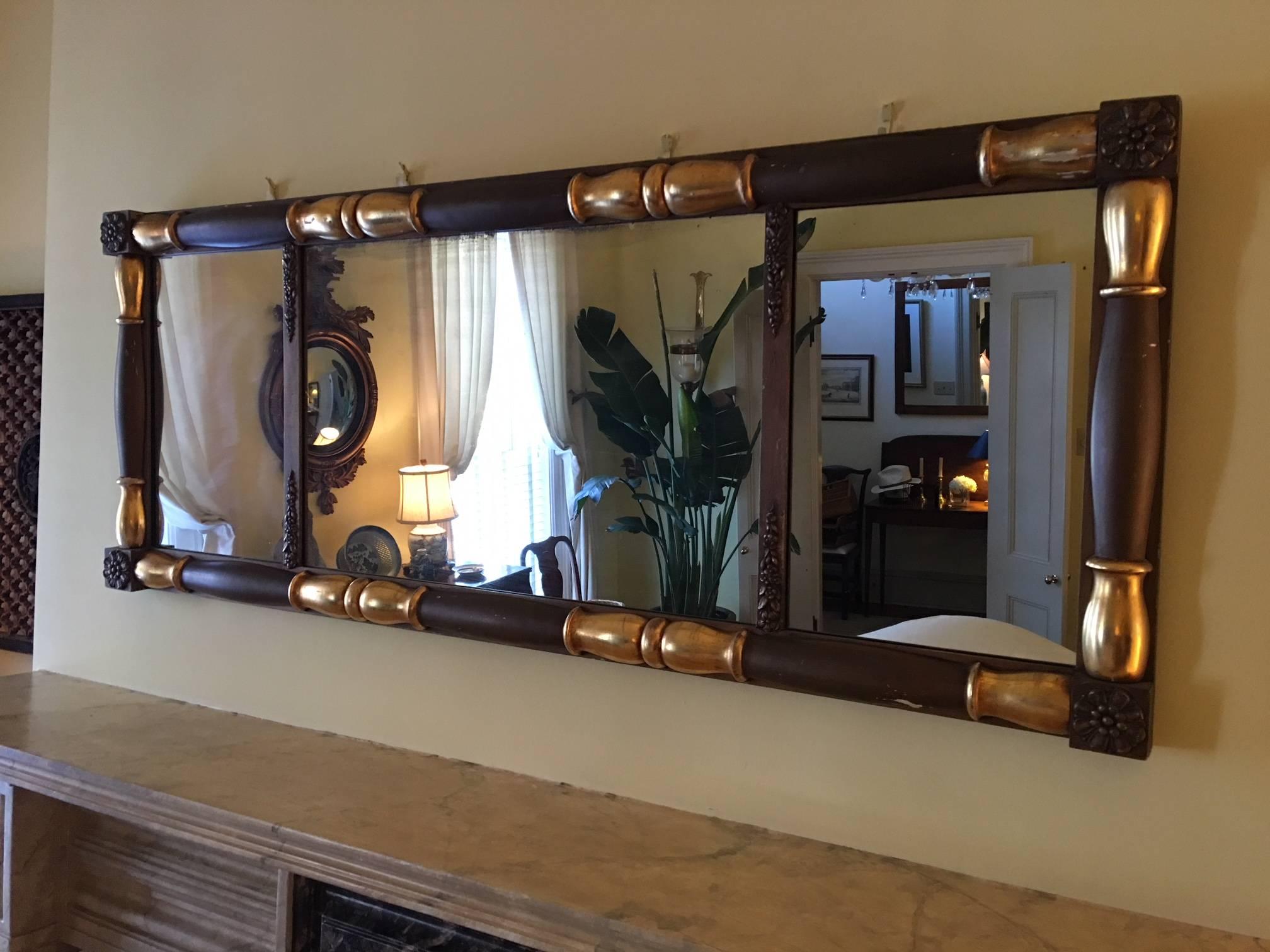 American Empire Style Over Mantel Mirror, 19th Century In Excellent Condition In Savannah, GA