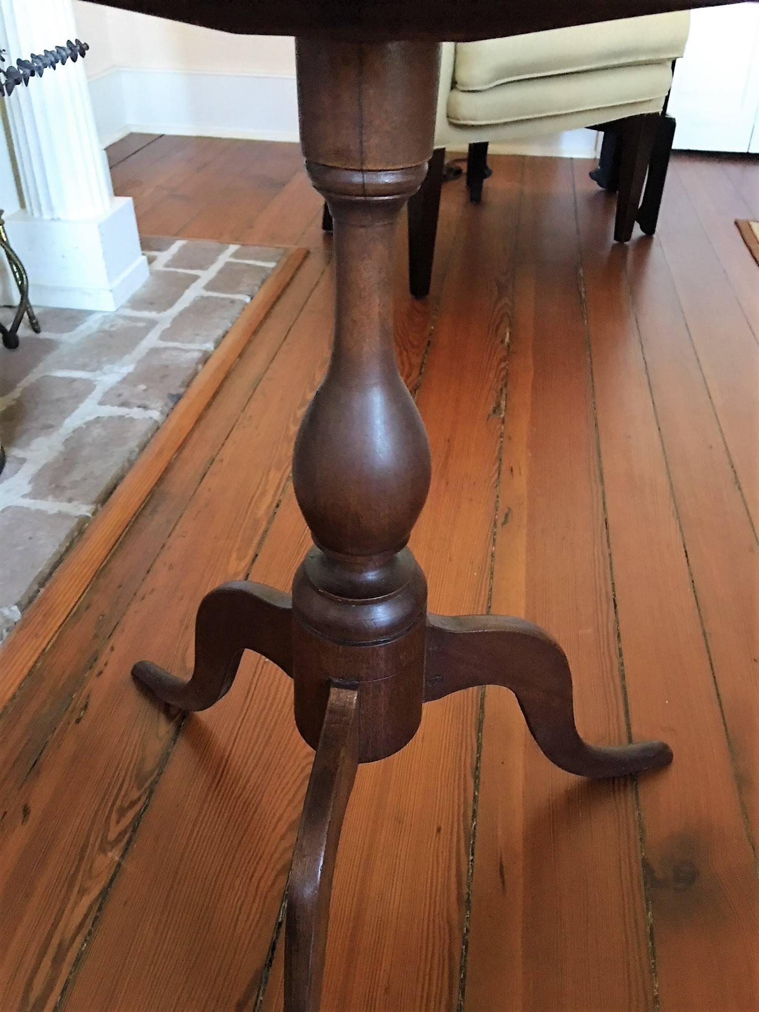 18th Century and Earlier Walnut Candle Stand or Side Table, 18th Century