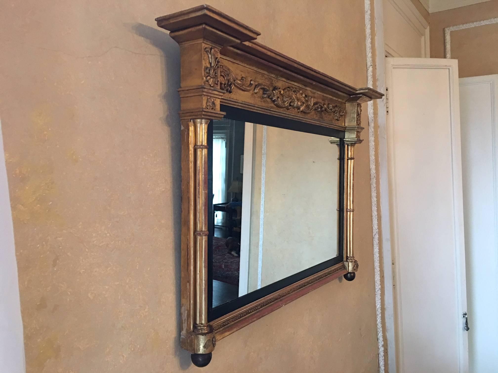American Federal Over Mantel Mirror, Greek Roman Style, 19th Century 2