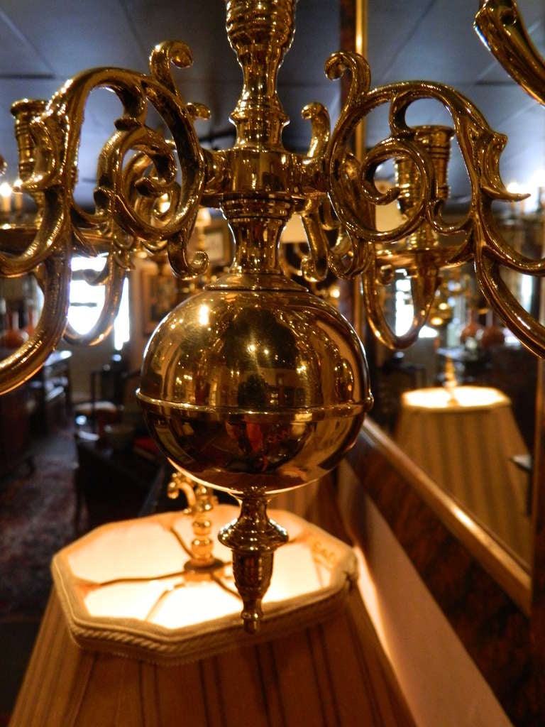 Pair of Four Brass Candle Chandelier Wall Sconces, 19th Century For