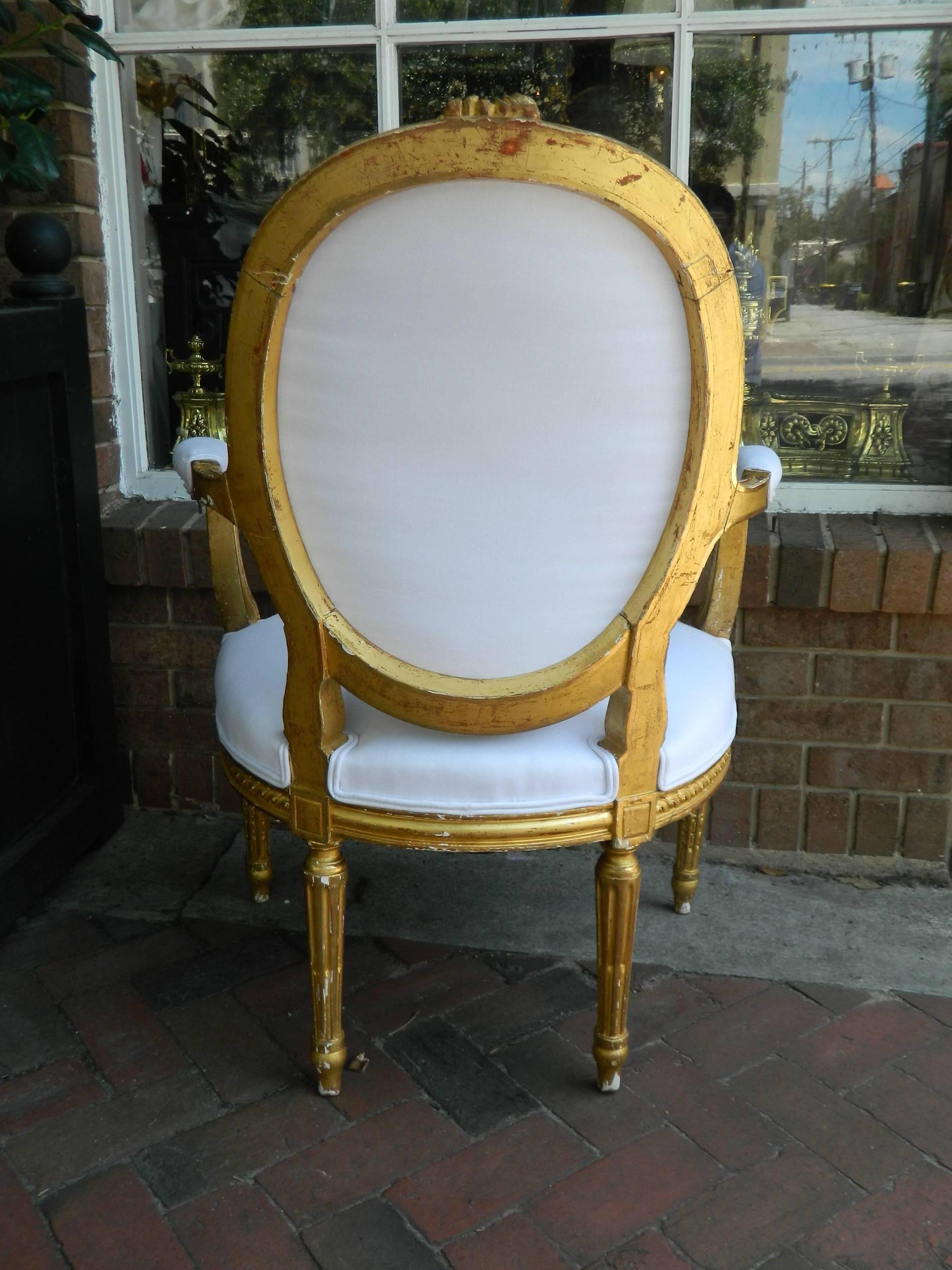 Pair of Louis XVI Style Giltwood Armchairs, 19th Century 4