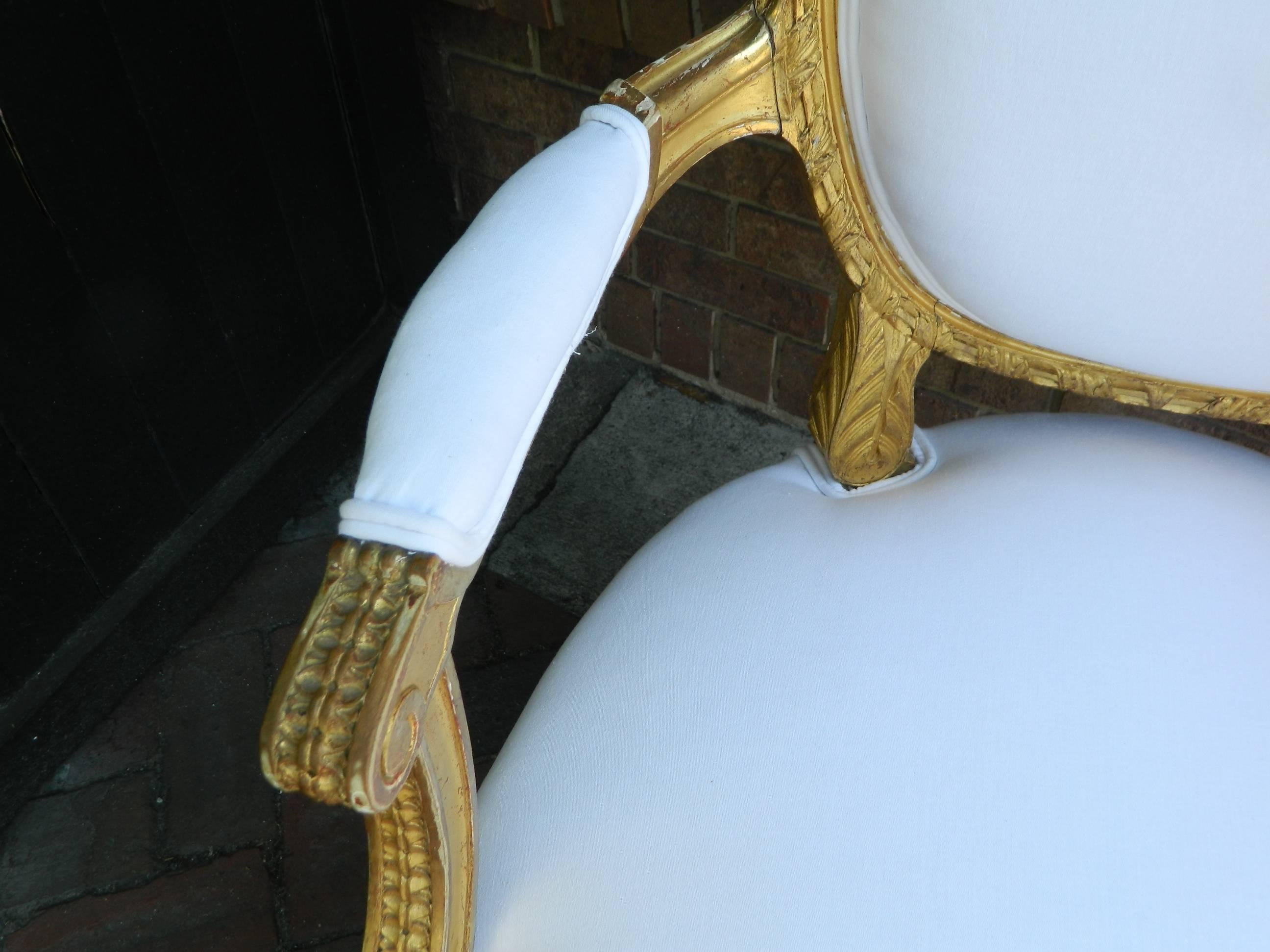 Pair of Louis XVI Style Giltwood Armchairs, 19th Century 5