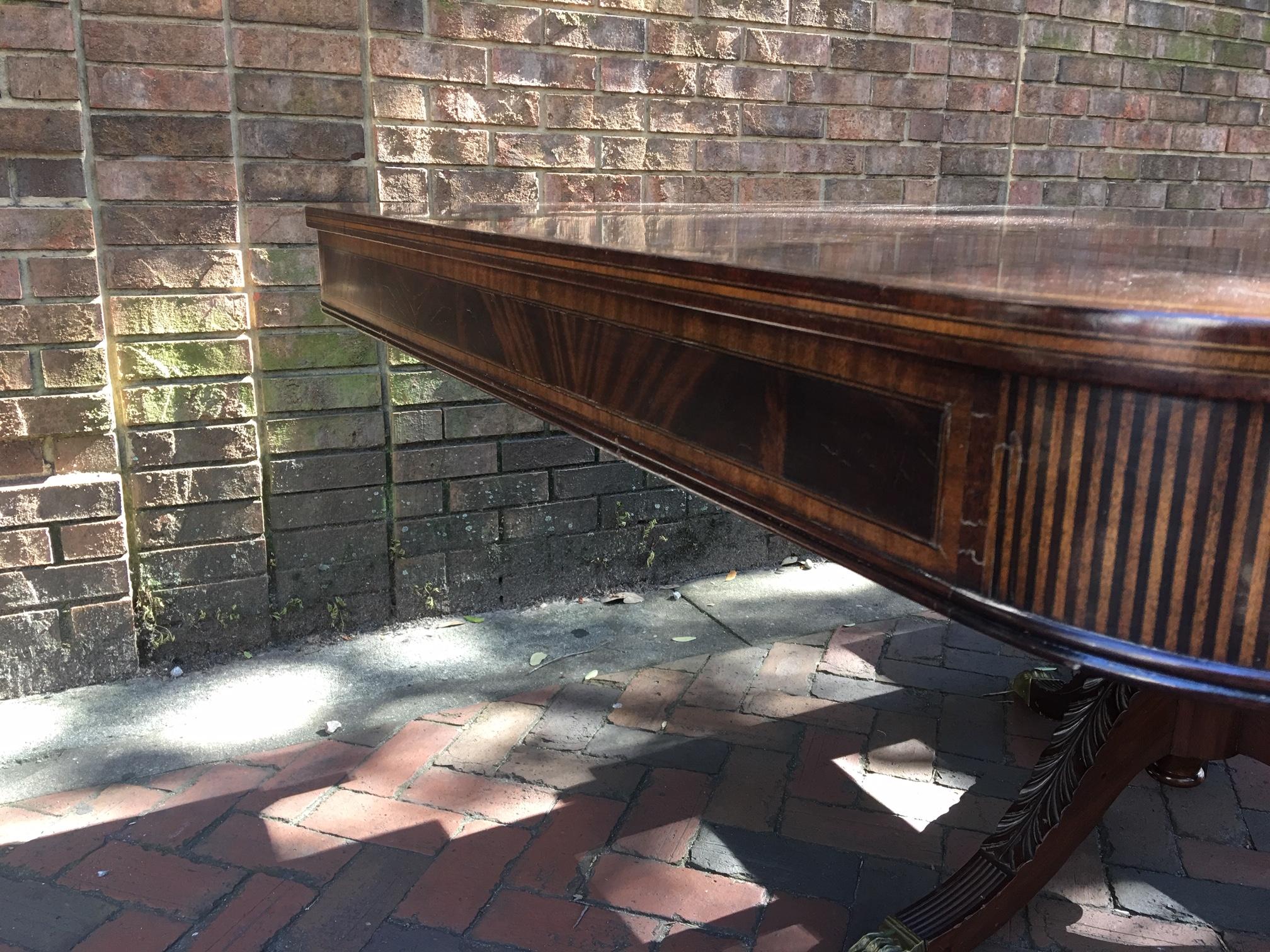 Banquet English Mahogany Dining Room Table with Pedestals & Leaves, 20th Century 11