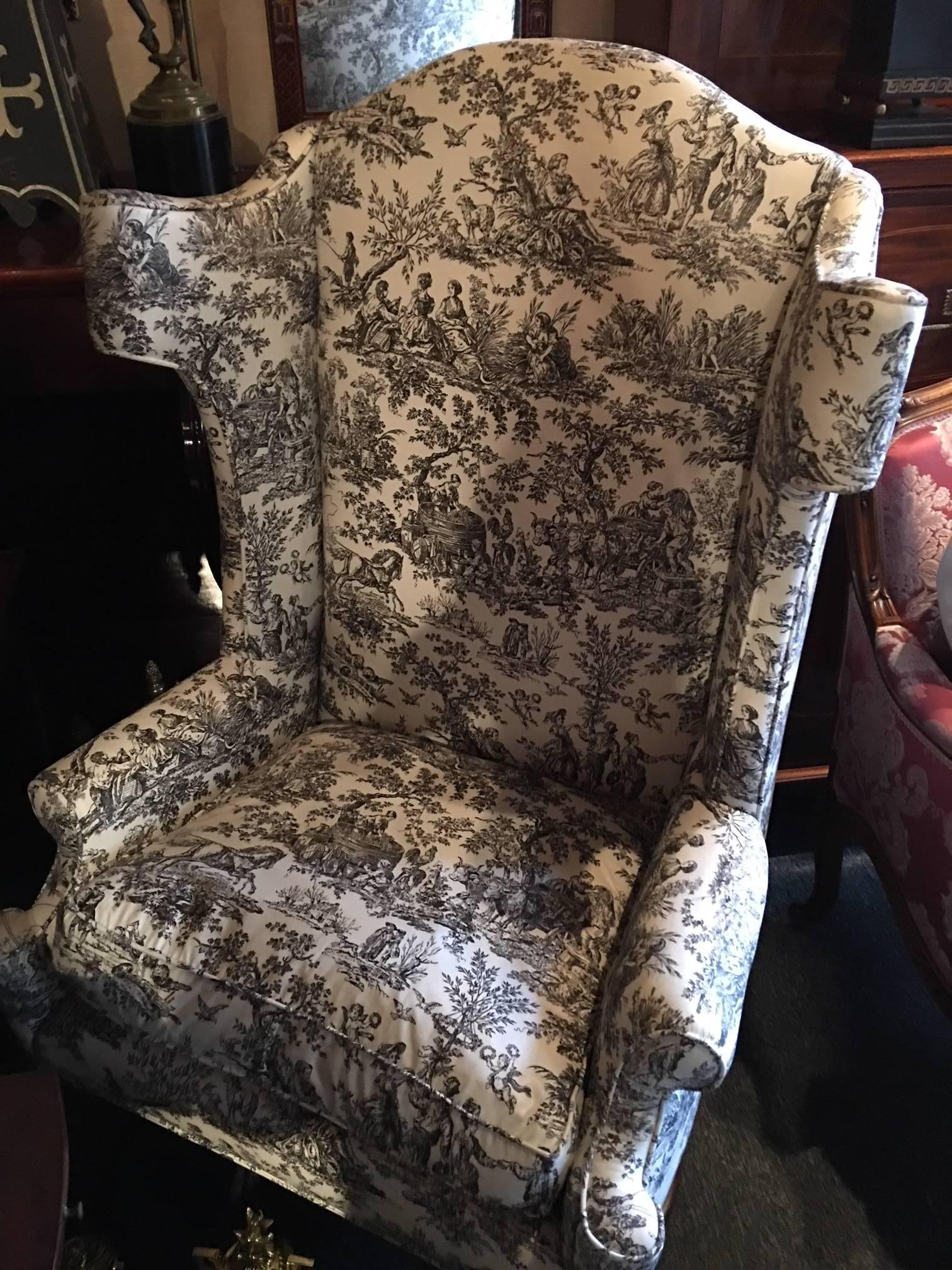 Pair of George III Style Wingback Armchairs, Early 20th Century 2