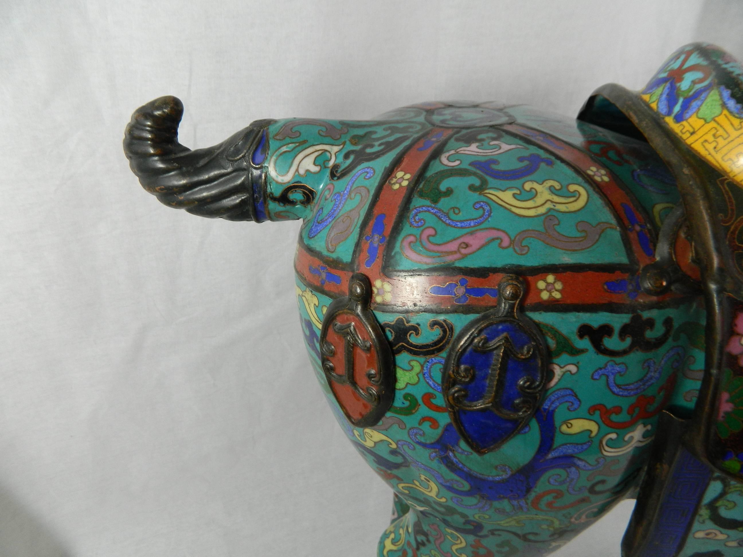 Pair of Chinese Cloisonne Horse Sculptures with Saddles, 20th Century 4