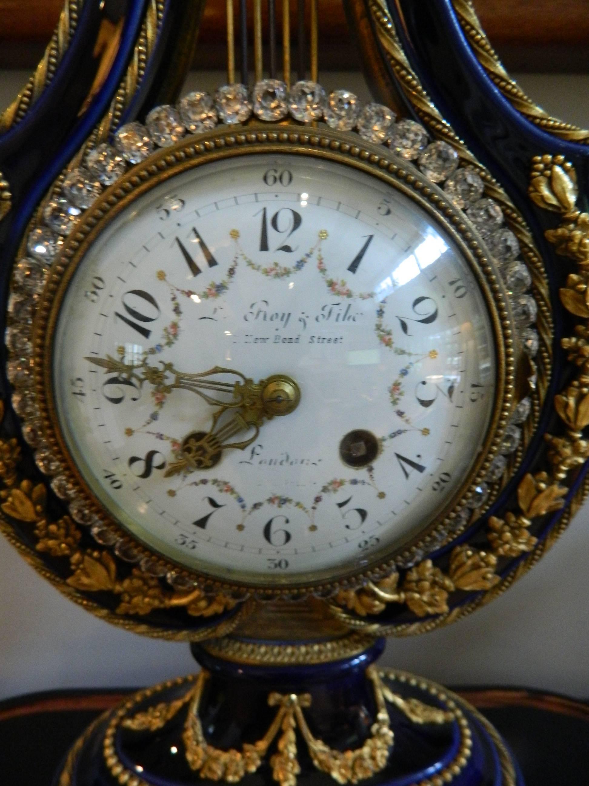 French Lyre Mantel Clock with Glass Dome, Third Quarter of the 19th Century 2
